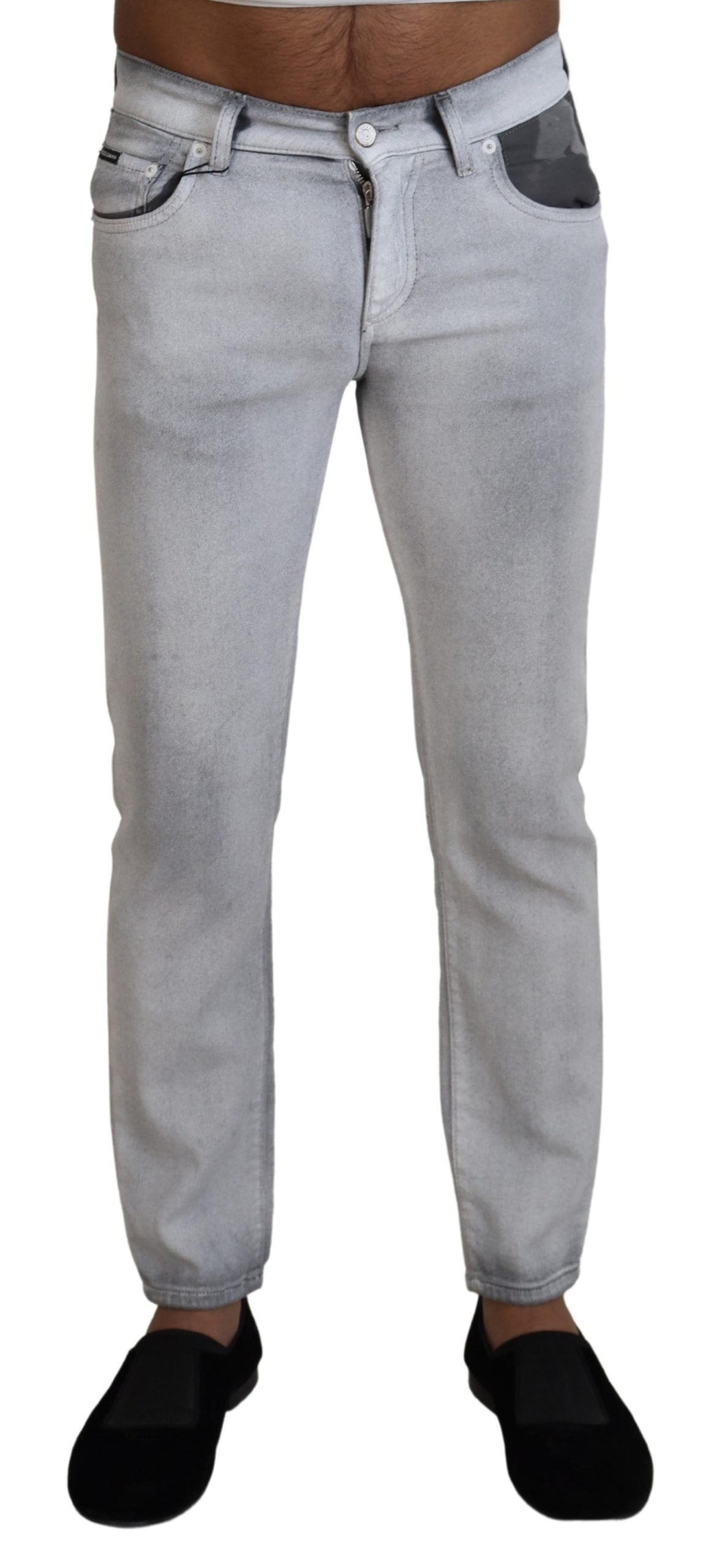Grijs gewassen skinny heren denim jeans