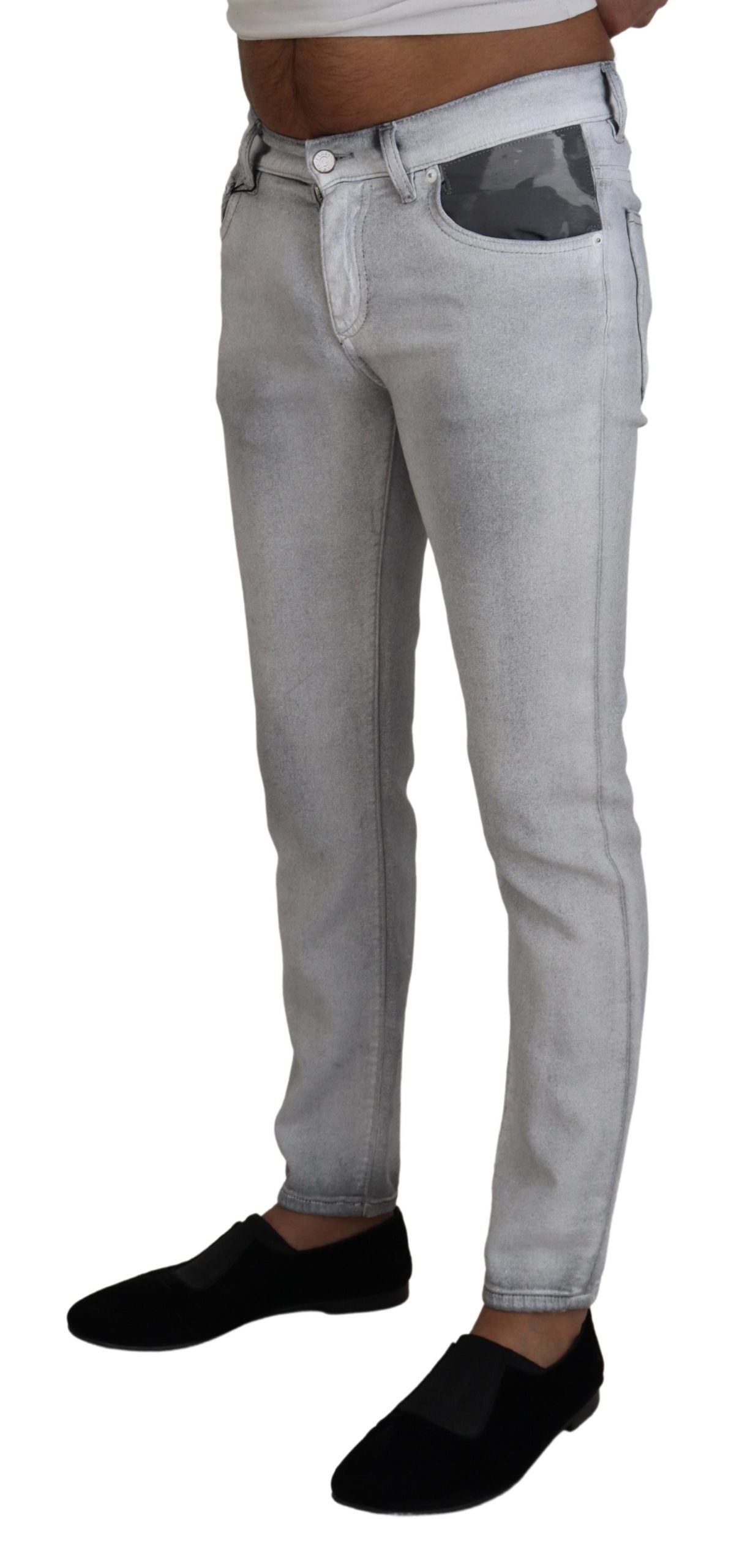 Grijs gewassen skinny heren denim jeans