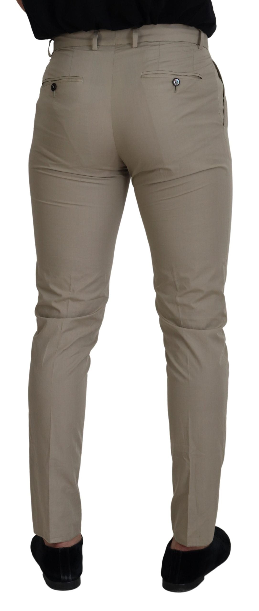 Beige katoenen slim fit herenbroek