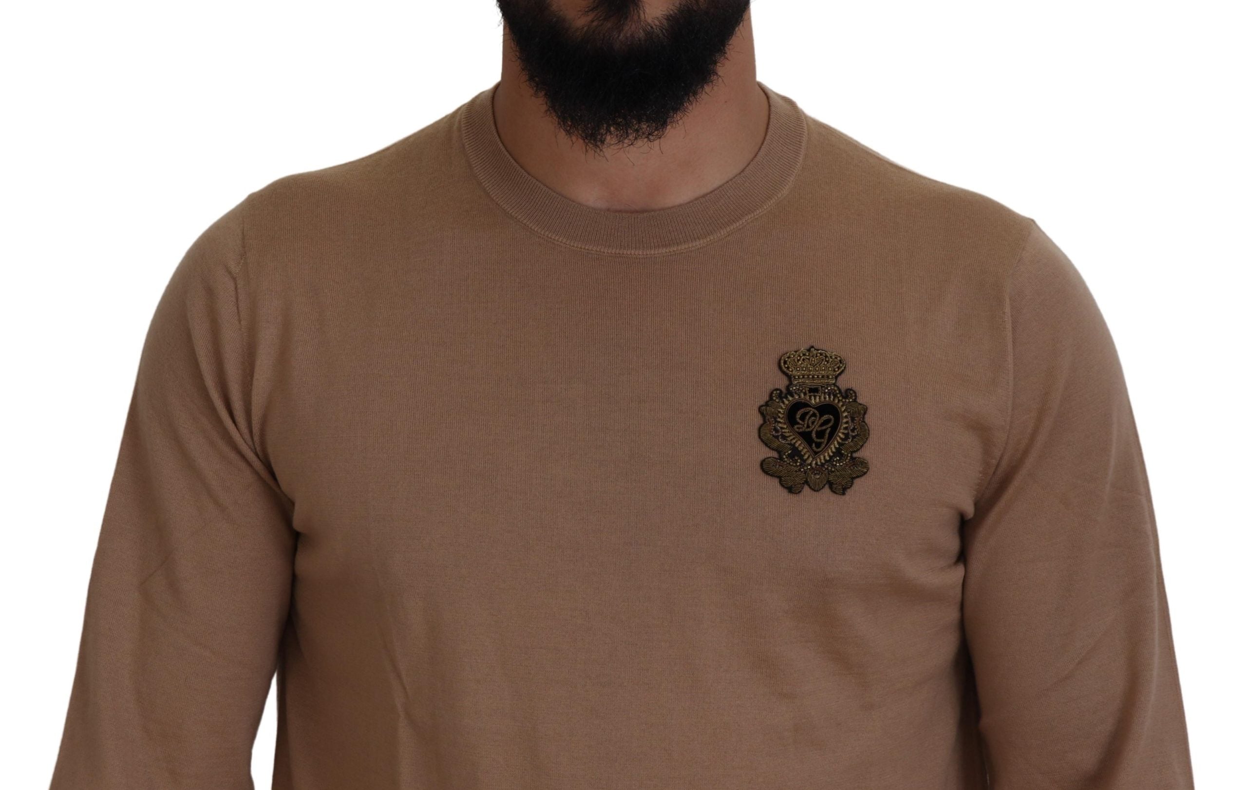 Beige kasjmier kroonlogo trui