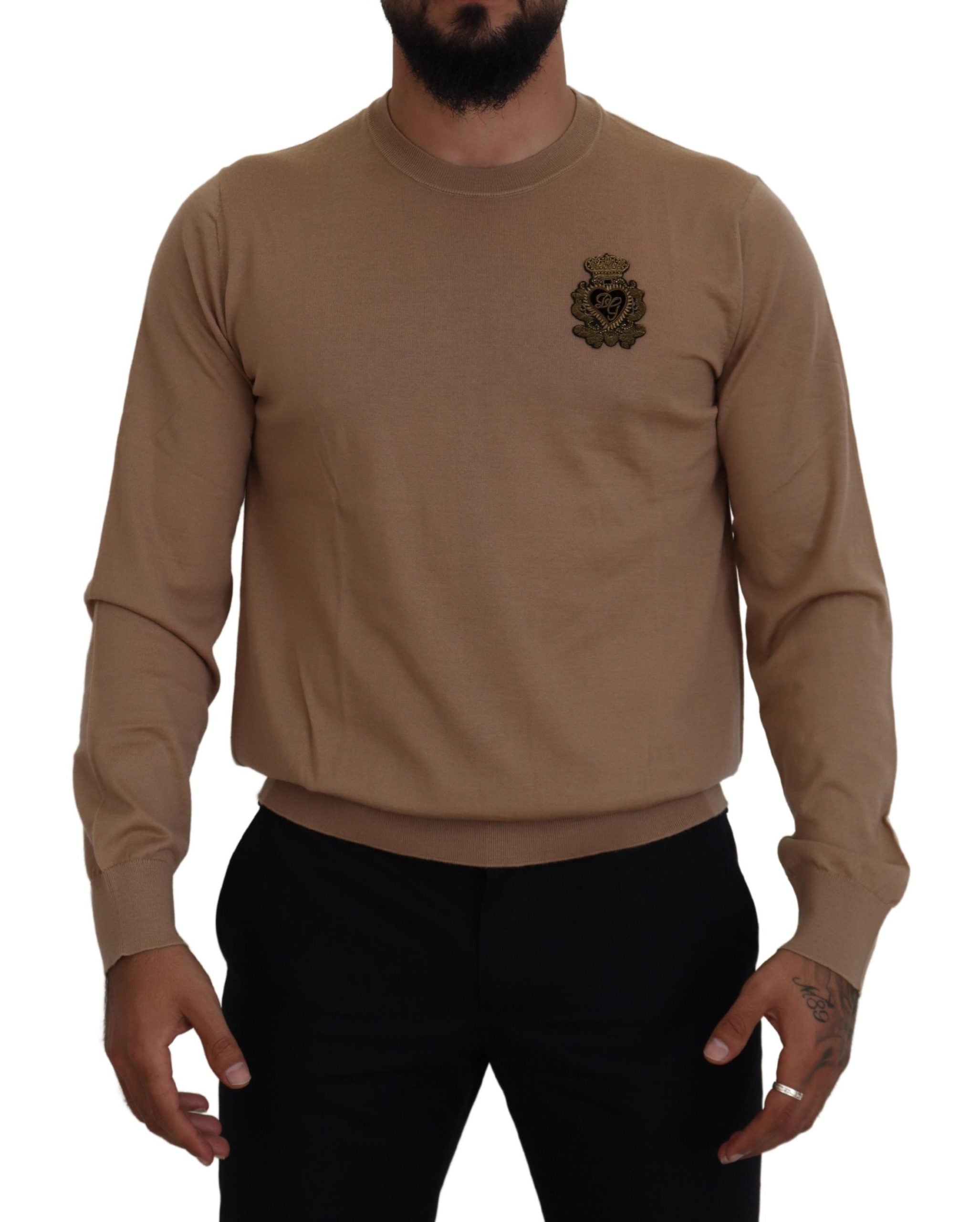 Beige kasjmier kroonlogo trui