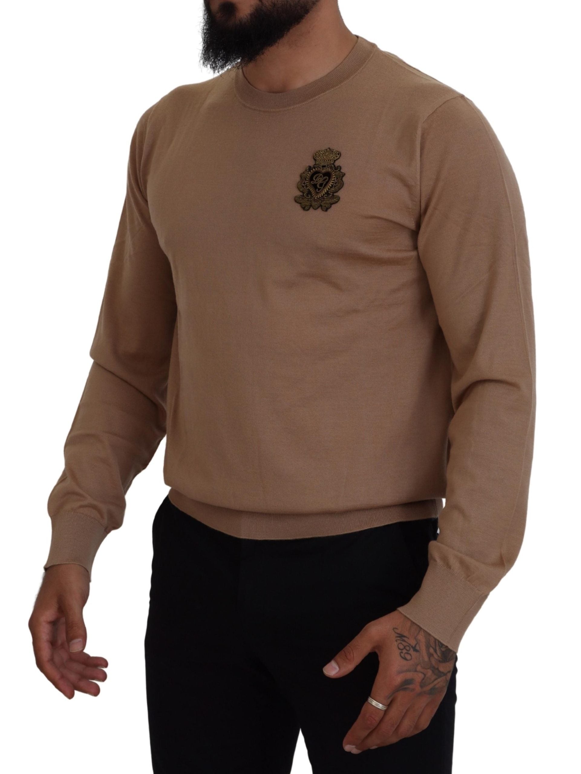 Beige kasjmier kroonlogo trui