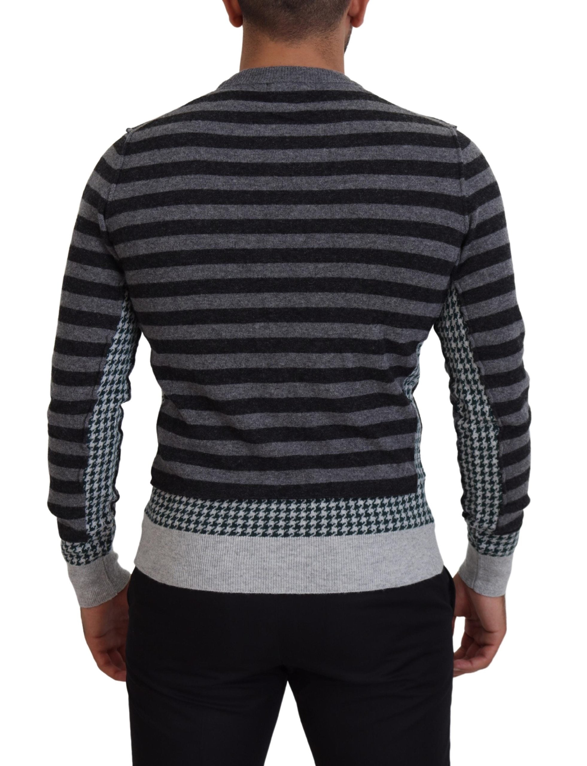 Zwartgrijze wollen logo pullover trui
