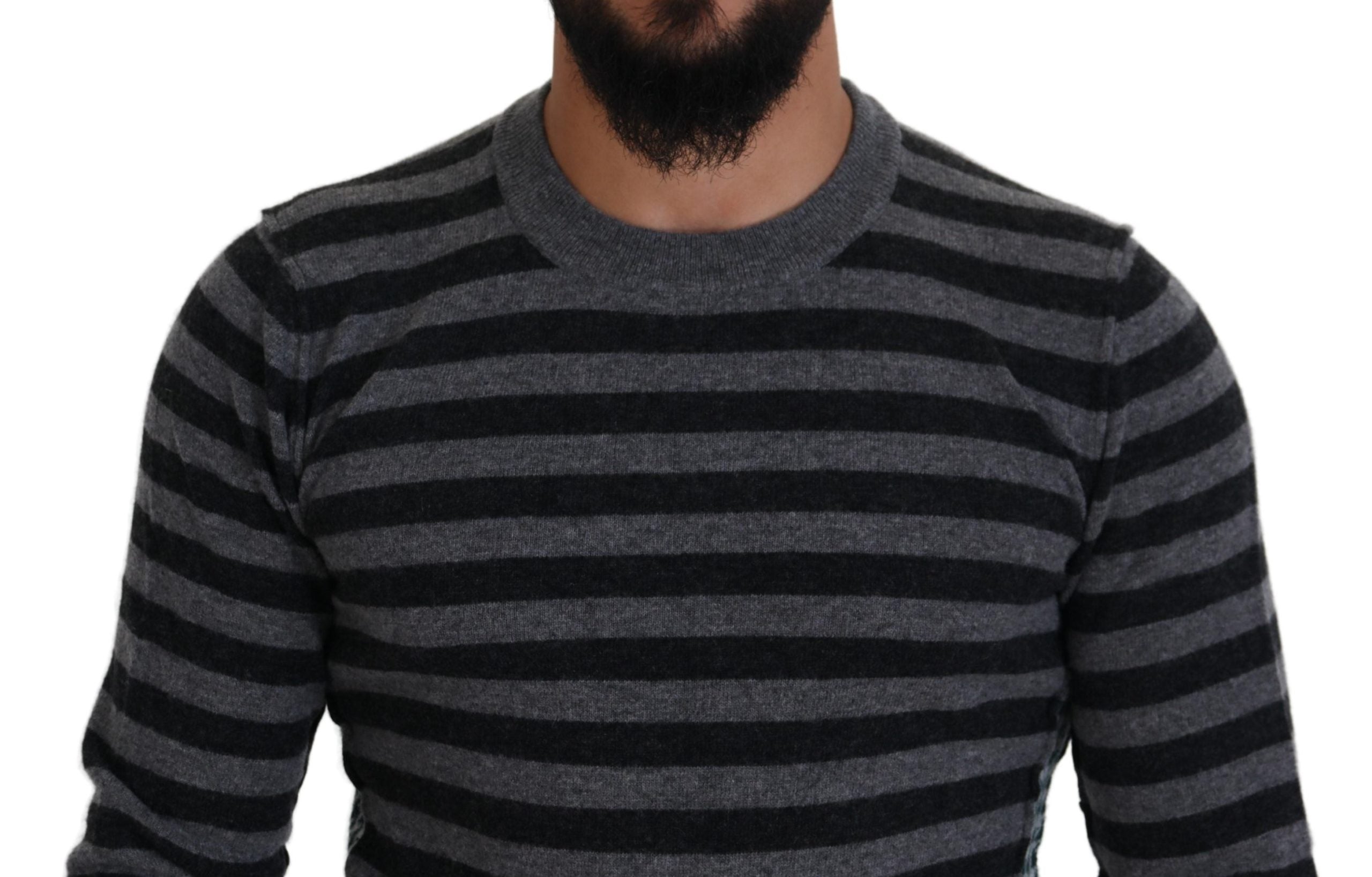 Zwartgrijze wollen logo pullover trui