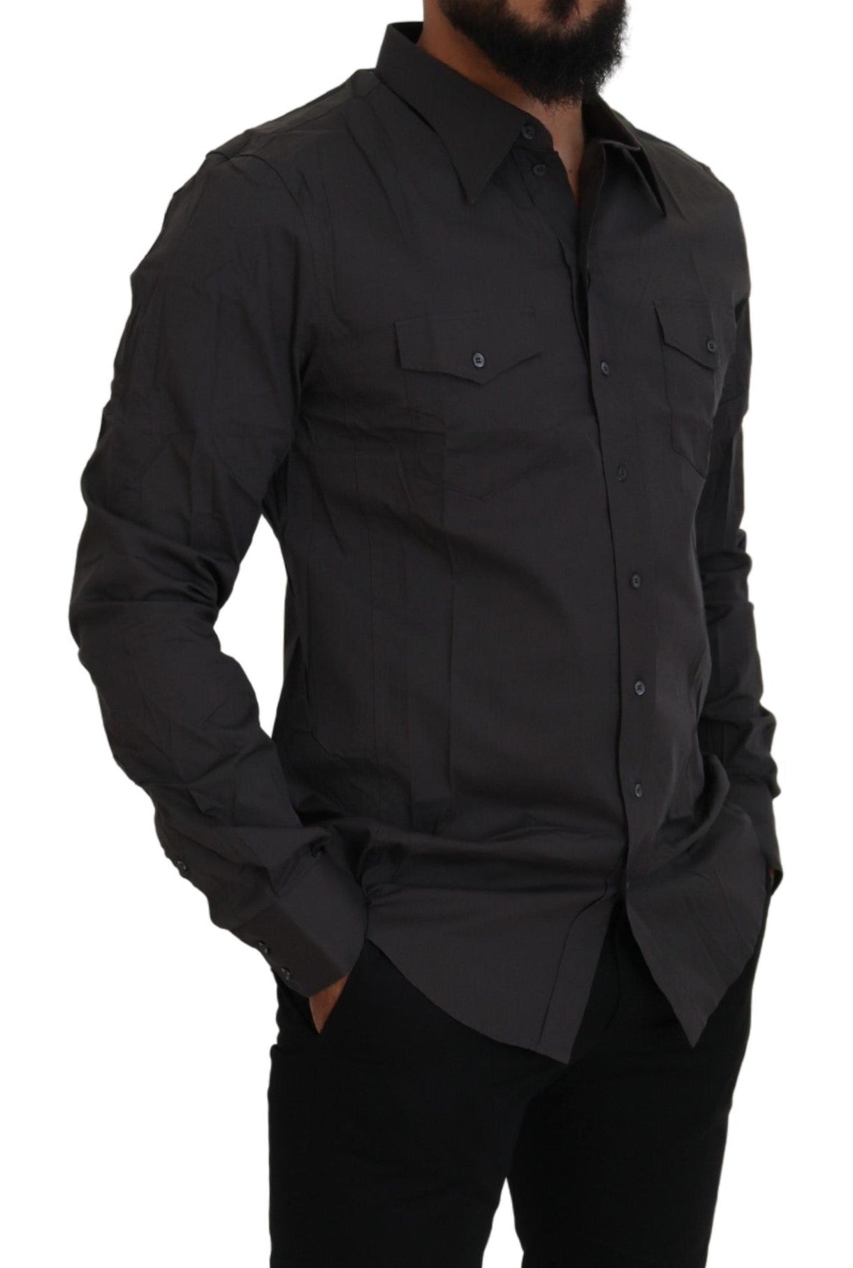 Grijs SICILIA Slim Fit Stretch Overhemd