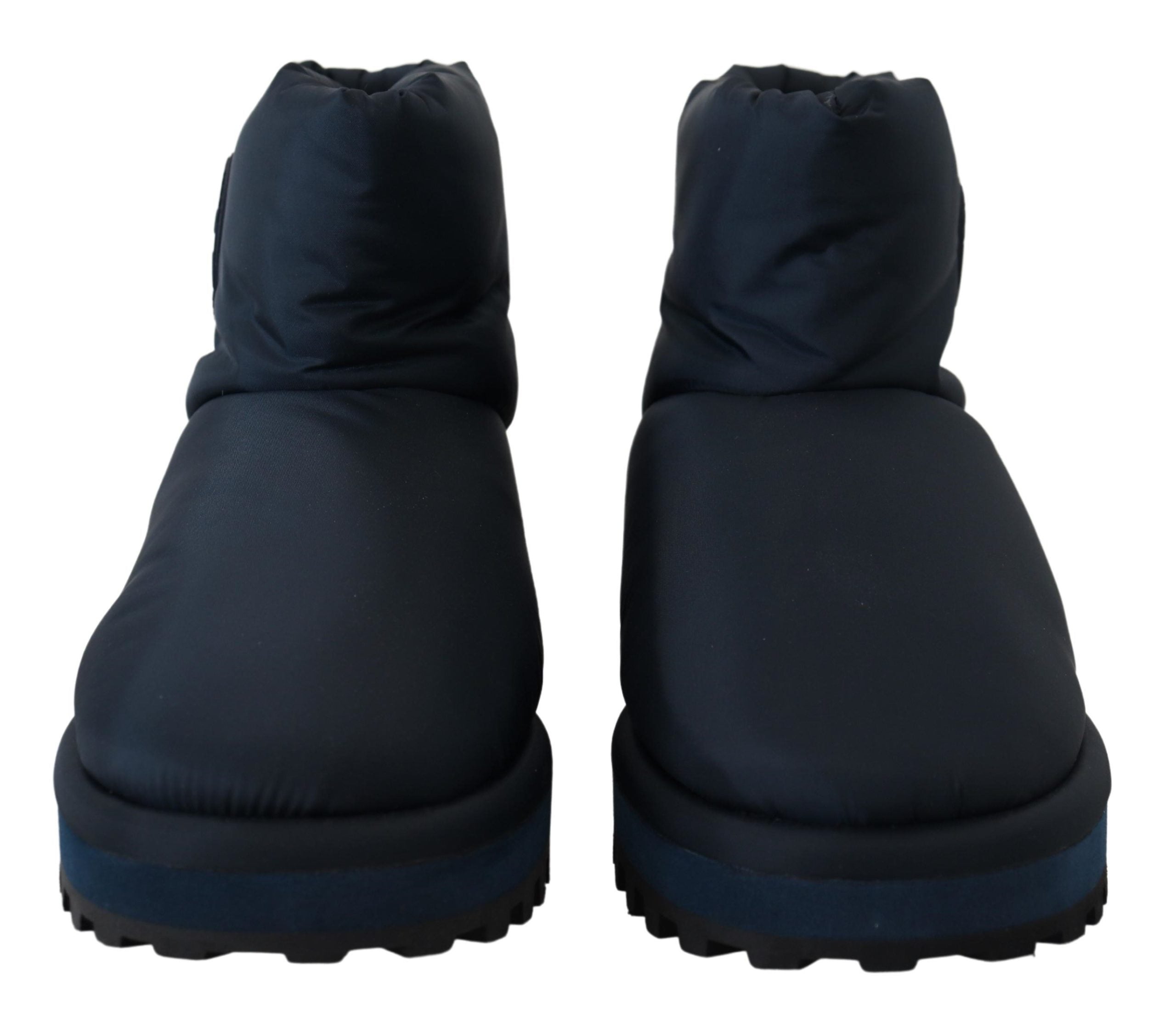 Blauwe nylon laarzen met gevoerde halfhoge schoenen