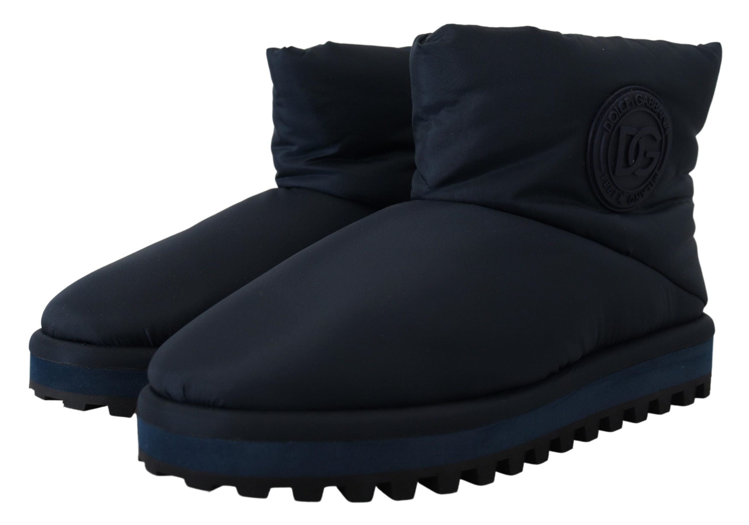 Blauwe nylon laarzen met gevoerde halfhoge schoenen