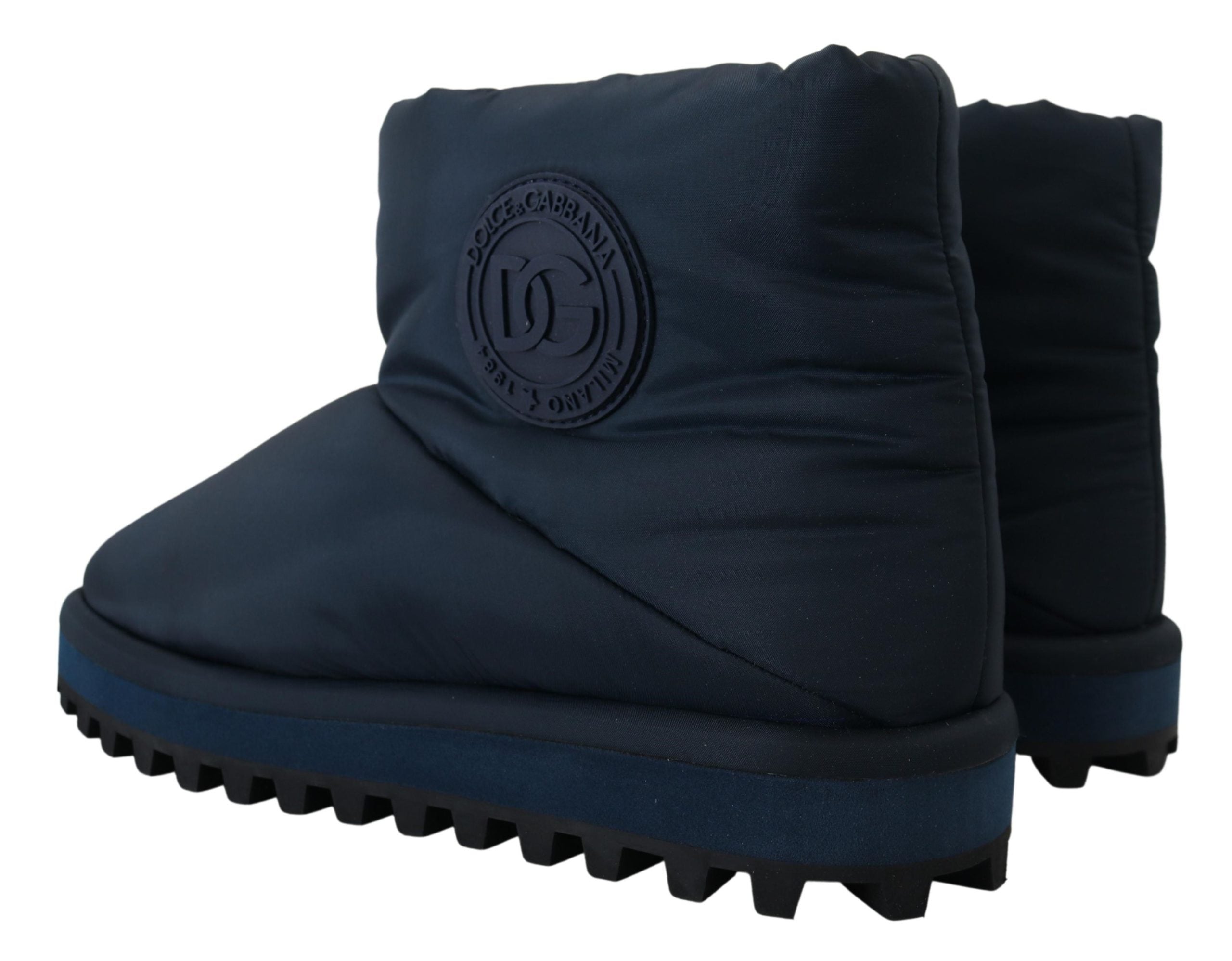 Blauwe nylon laarzen met gevoerde halfhoge schoenen