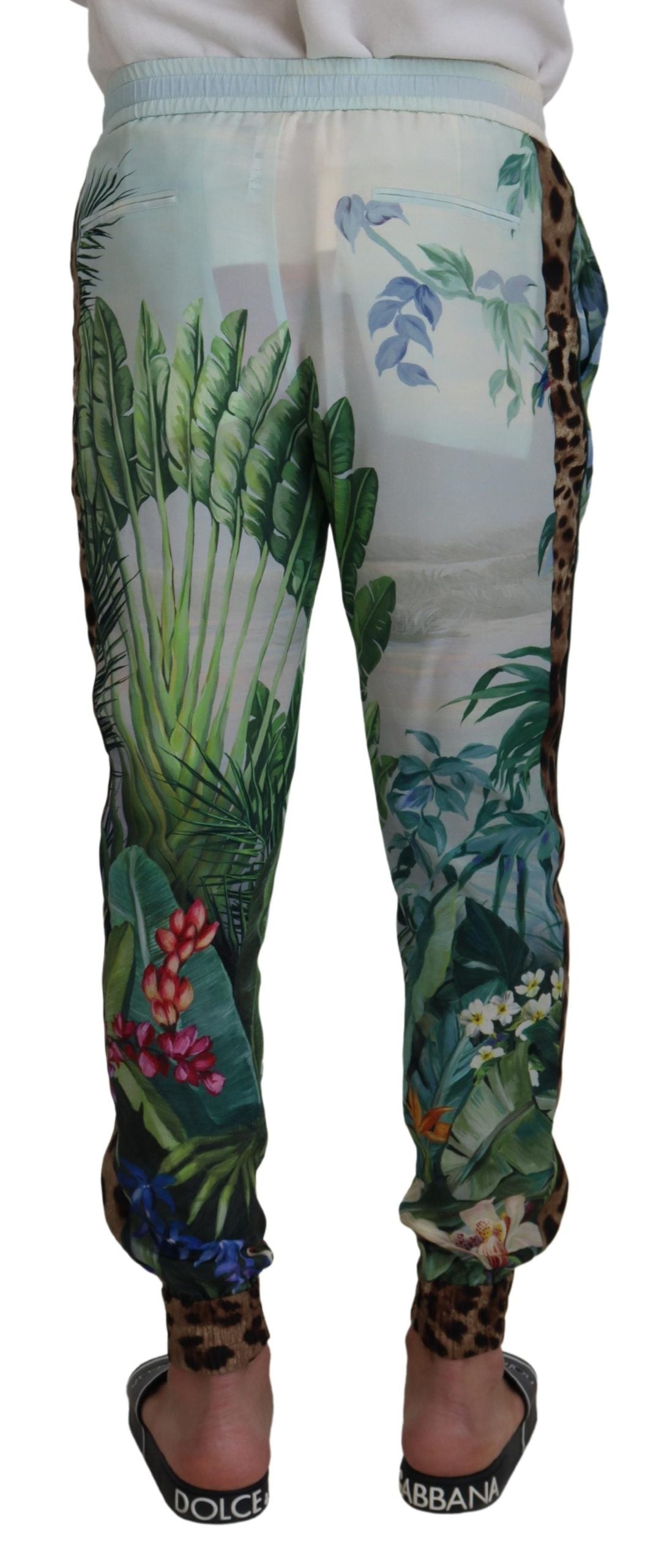 Witte joggingbroek met bloemenprint voor heren