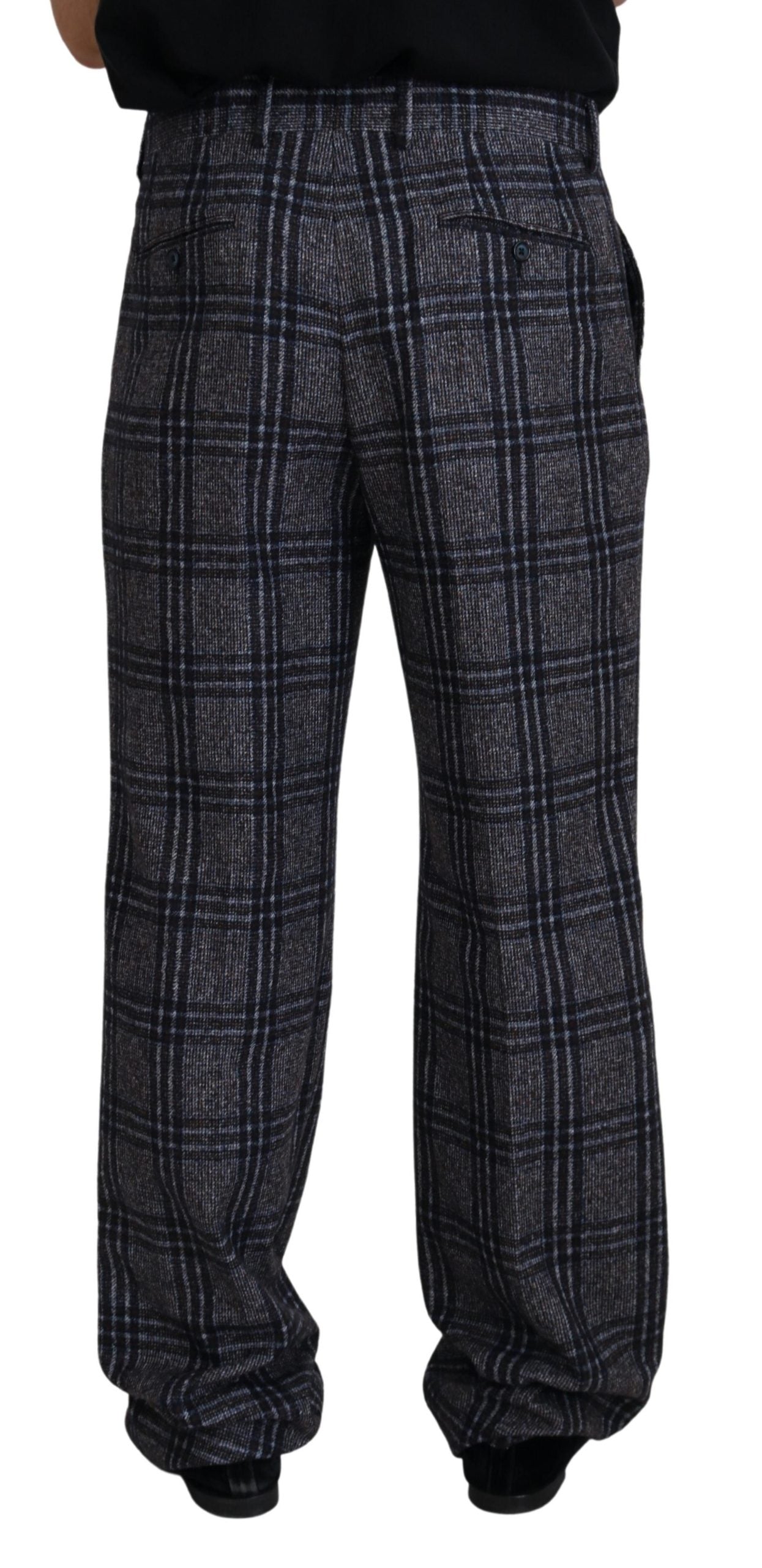 Grijze geruite herenbroek met middelhoge taille
