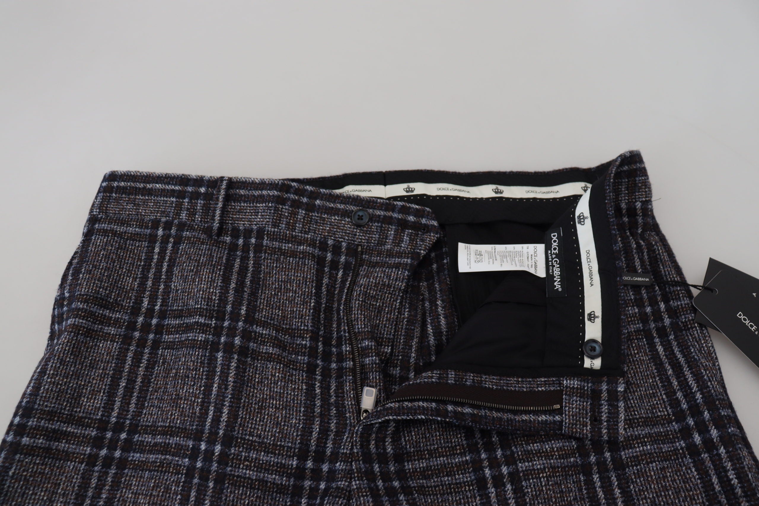 Grijze geruite herenbroek met middelhoge taille