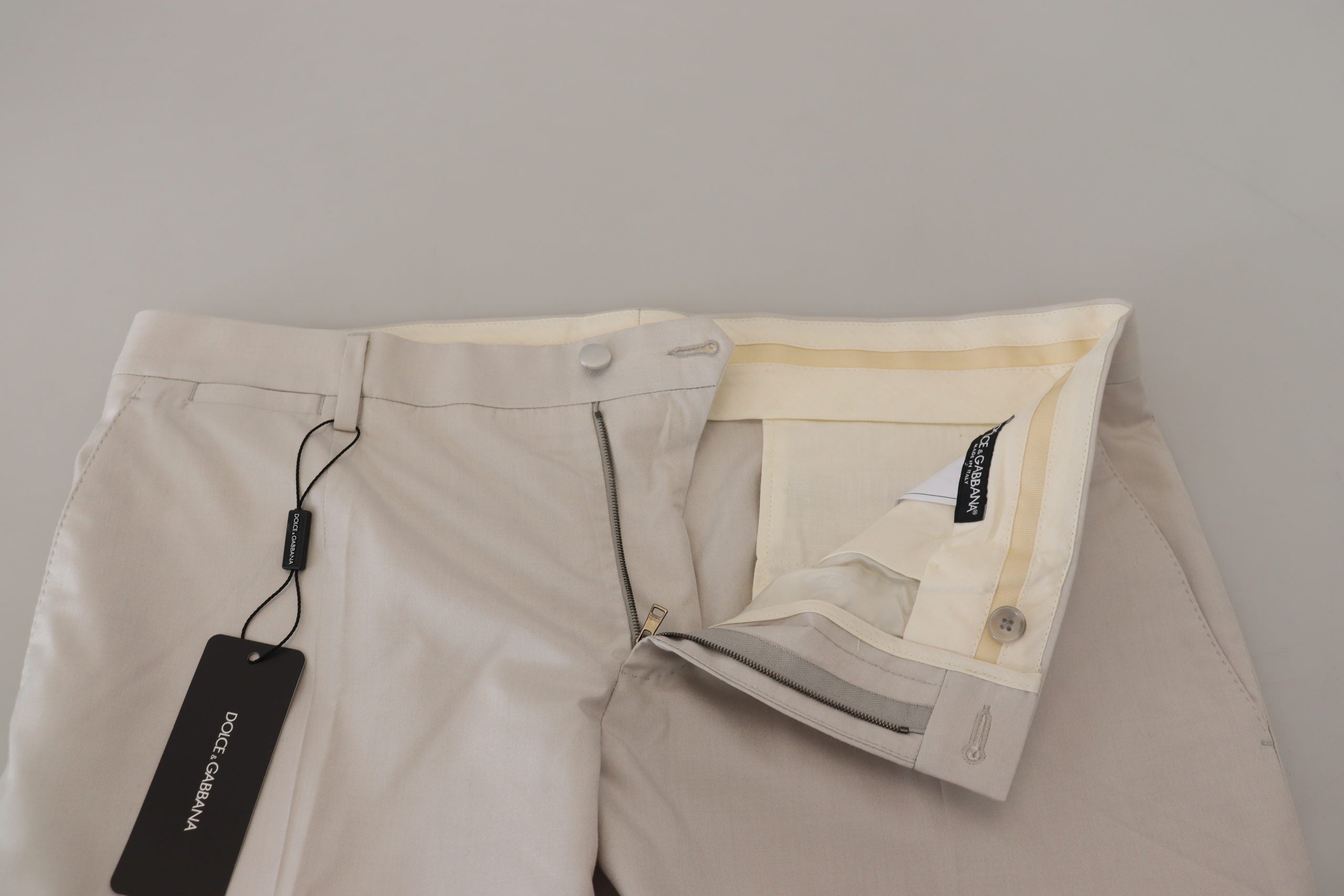 Off White Zijden Chino Broek met Middelhoge Taille