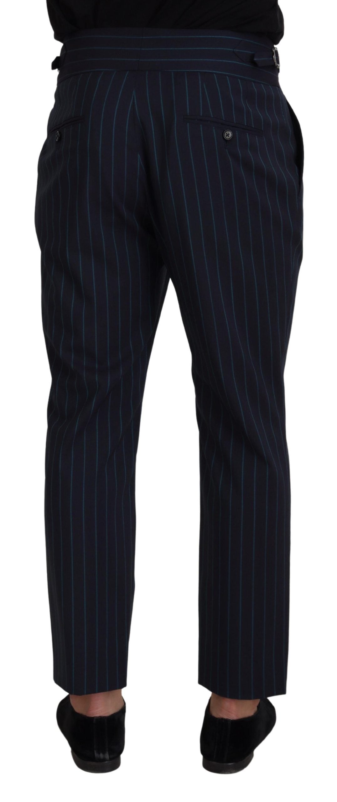 Blauwe gestreepte heren formele broek