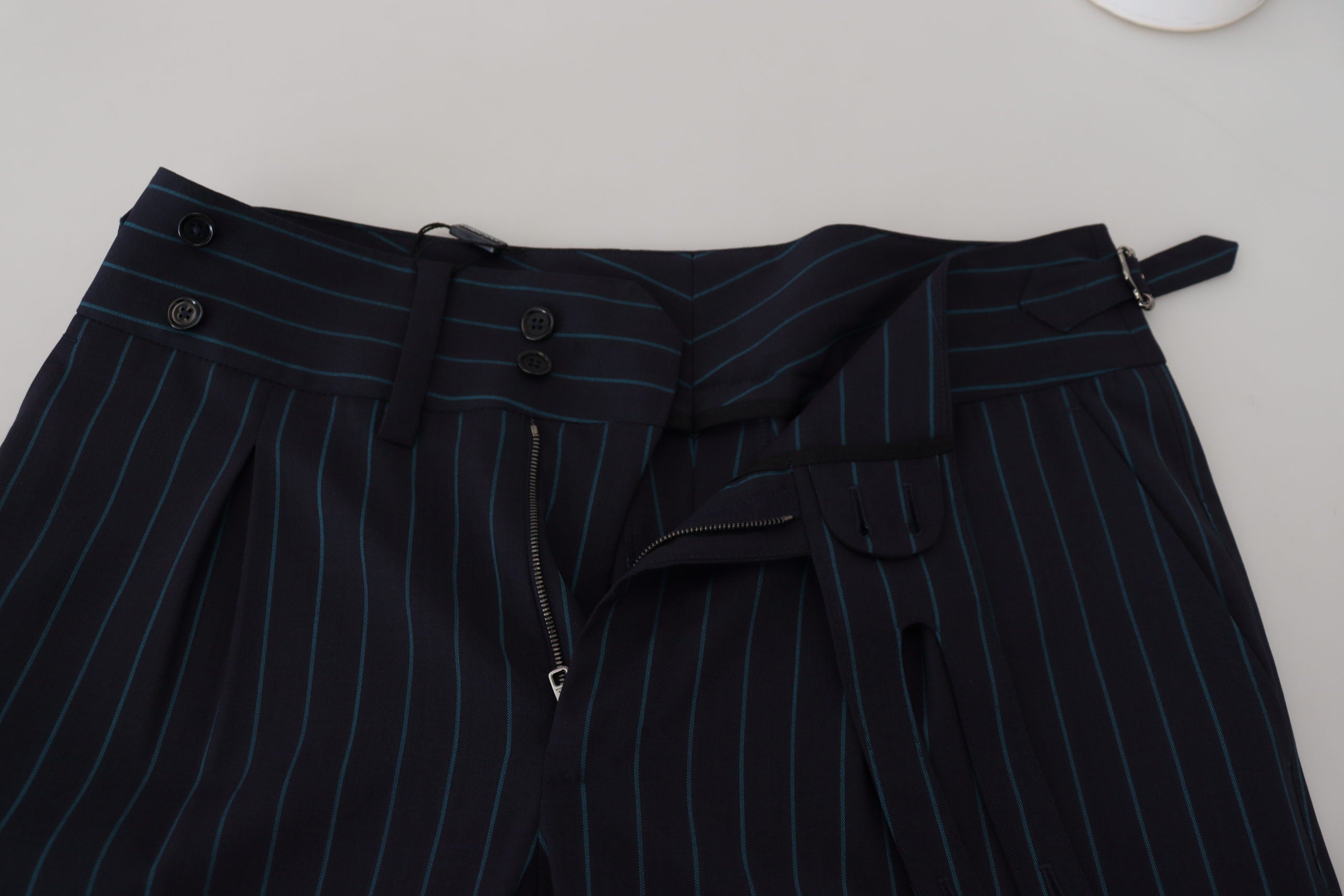 Blauwe gestreepte heren formele broek