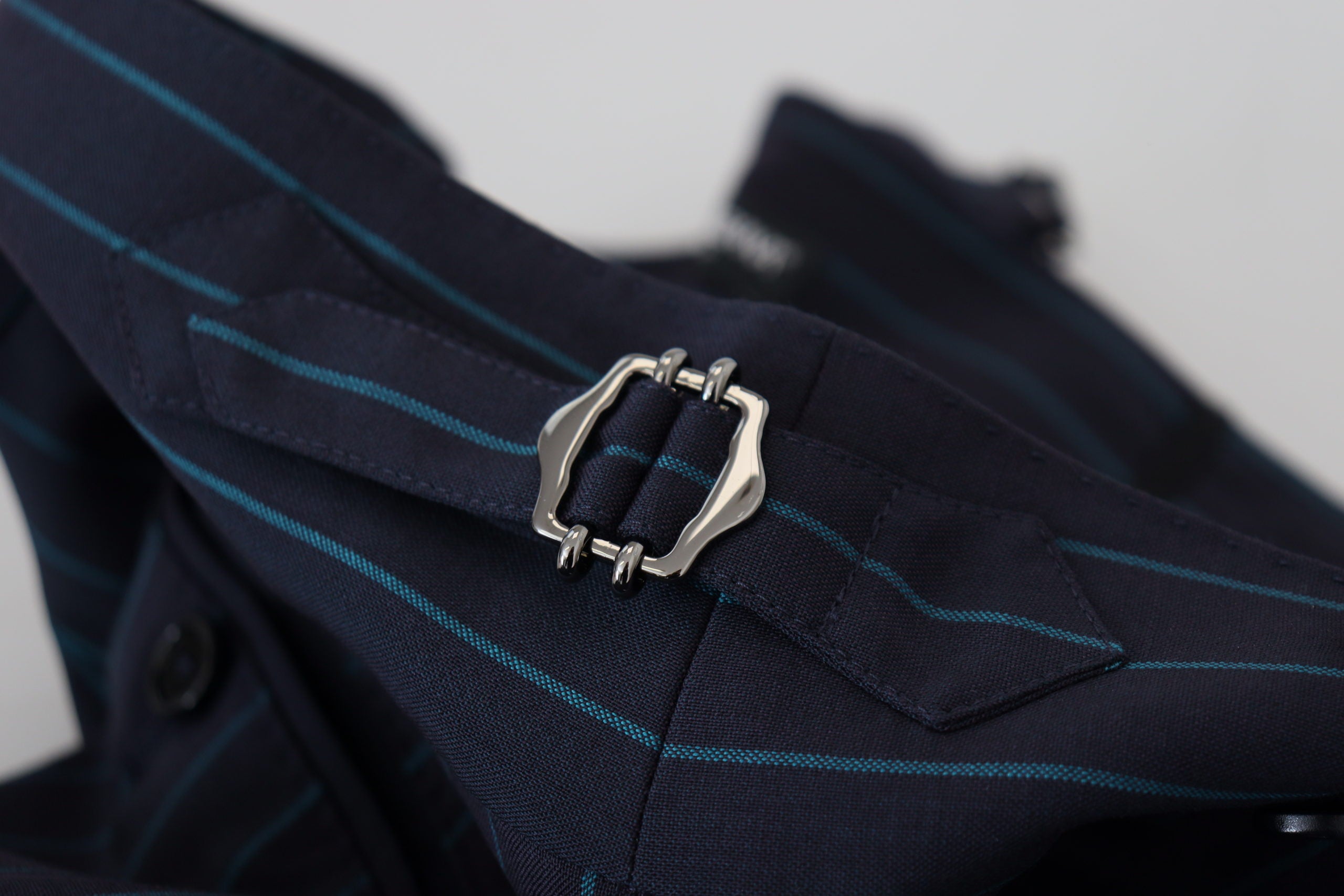 Blauwe gestreepte heren formele broek