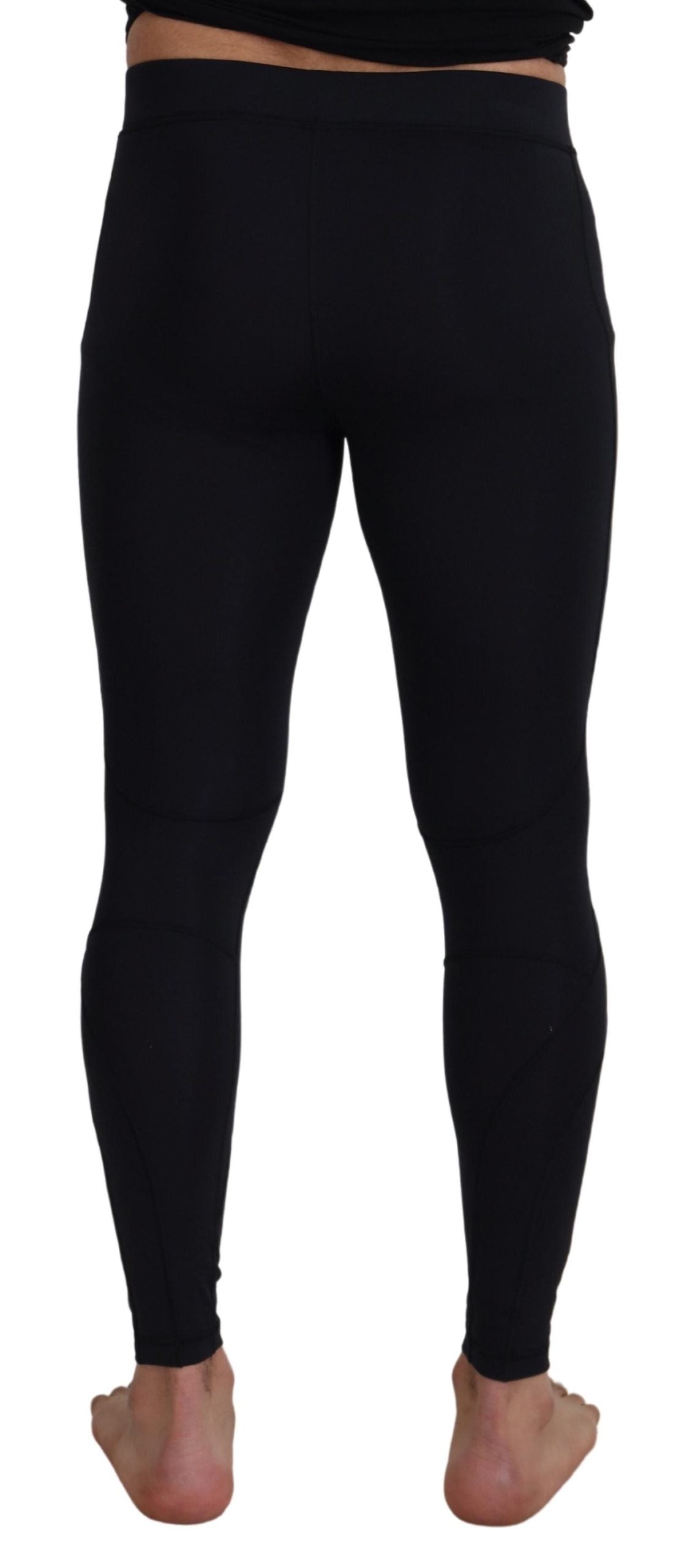 Zwarte nylon slim fit stretchbroek