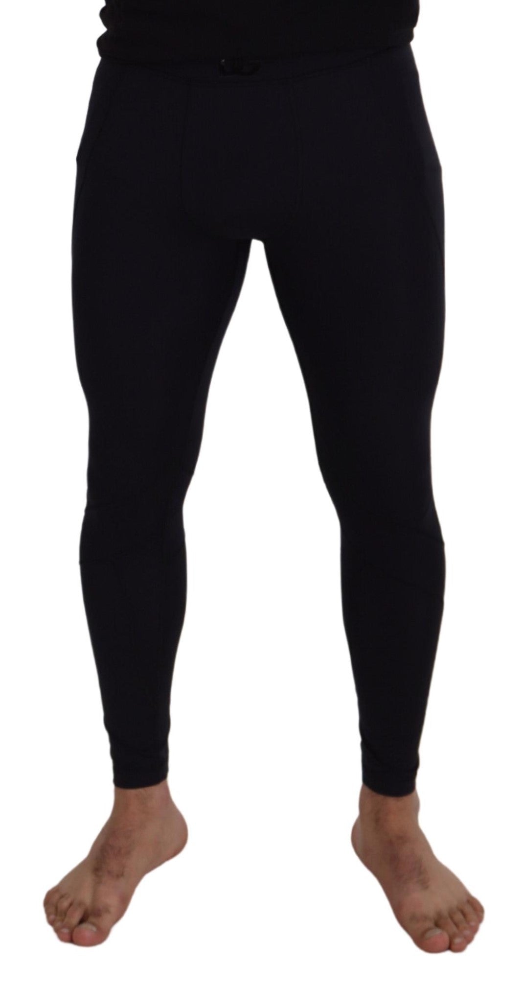 Zwarte nylon slim fit stretchbroek