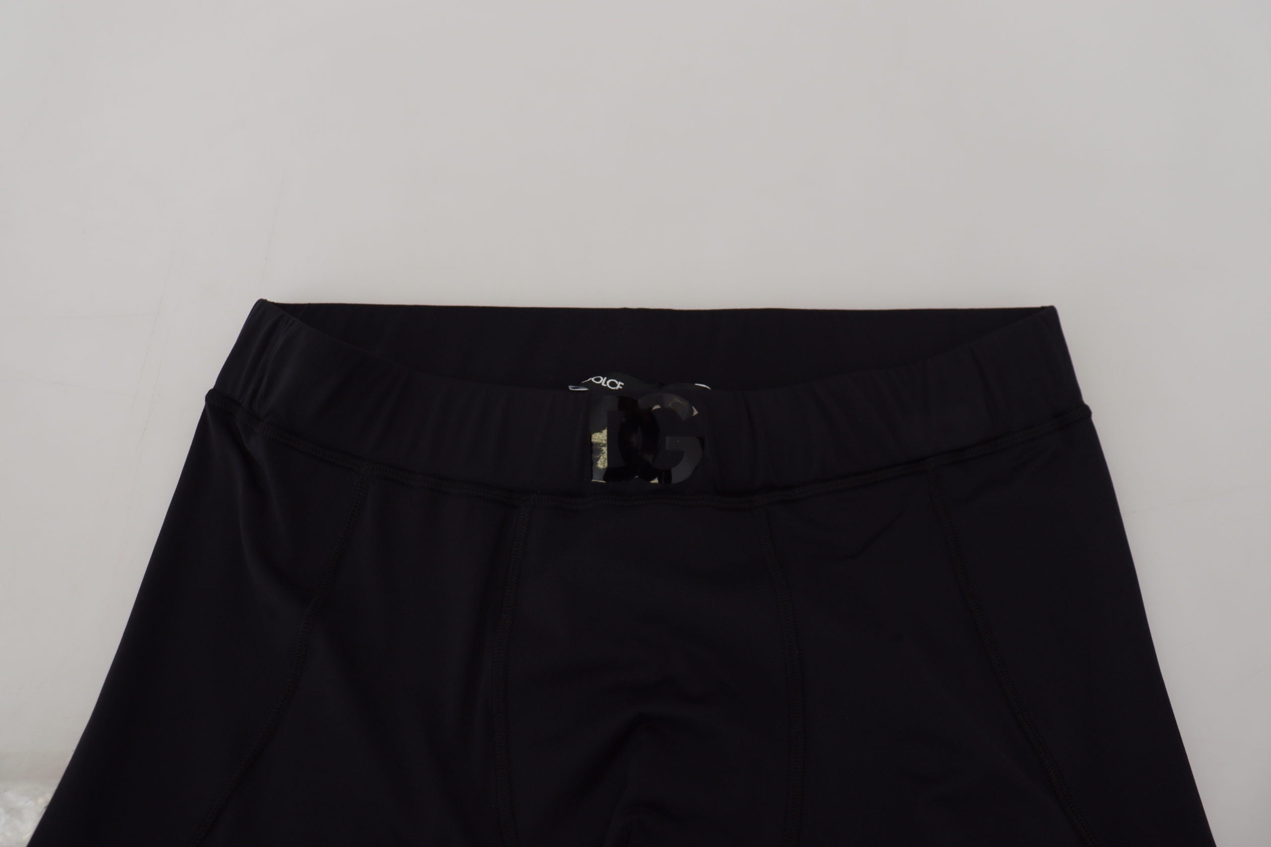 Zwarte nylon slim fit stretchbroek