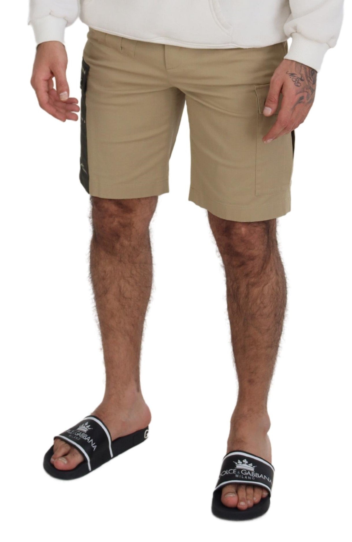 Beige katoenen cargo bermudashorts