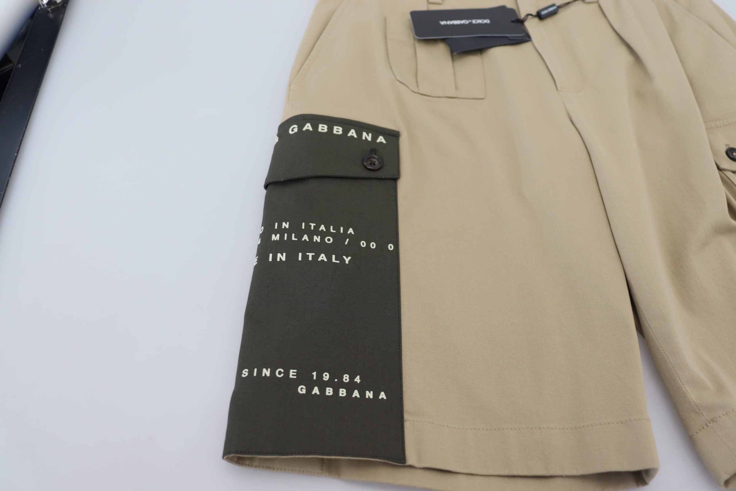 Beige katoenen cargo bermudashorts