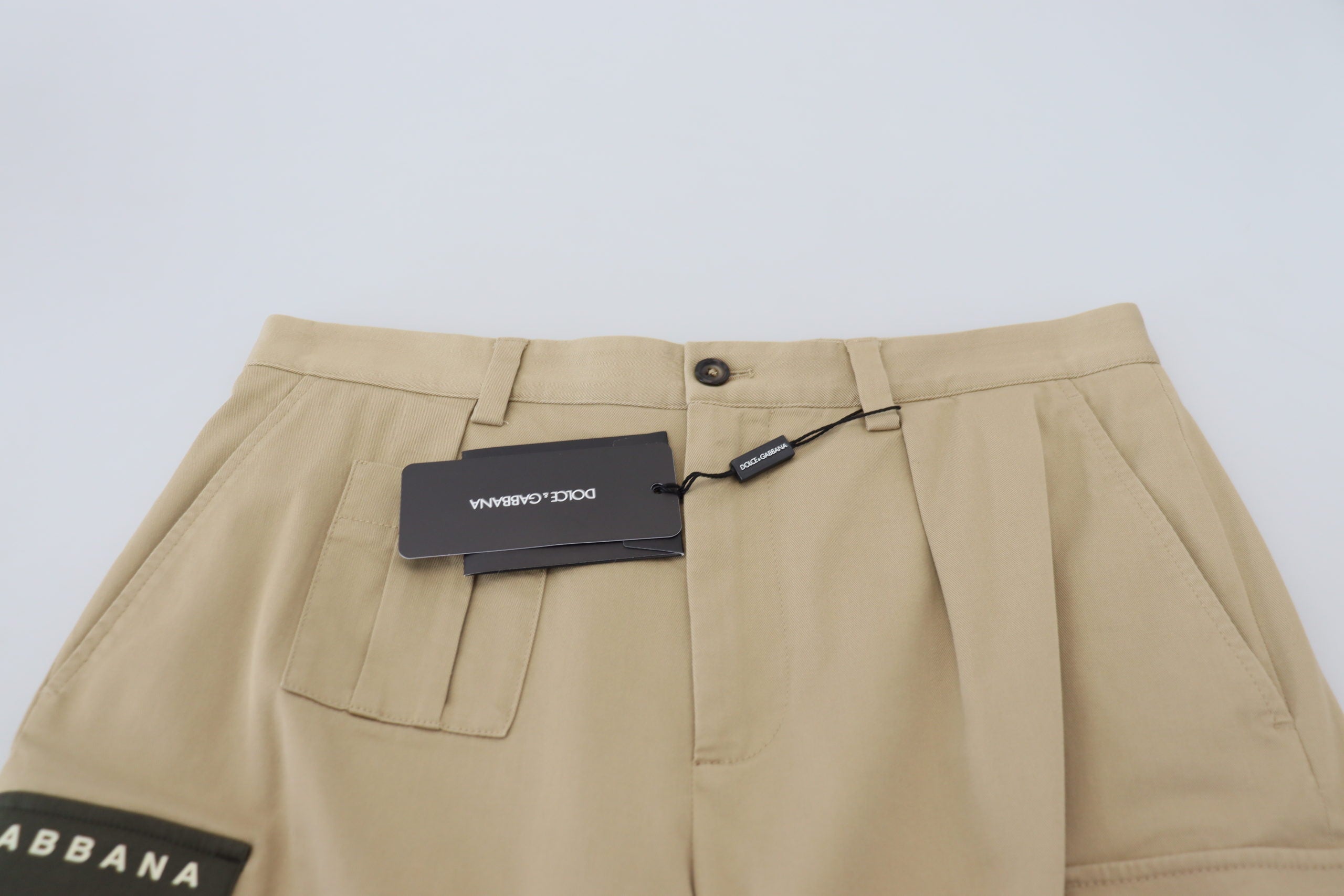 Beige katoenen cargo bermudashorts