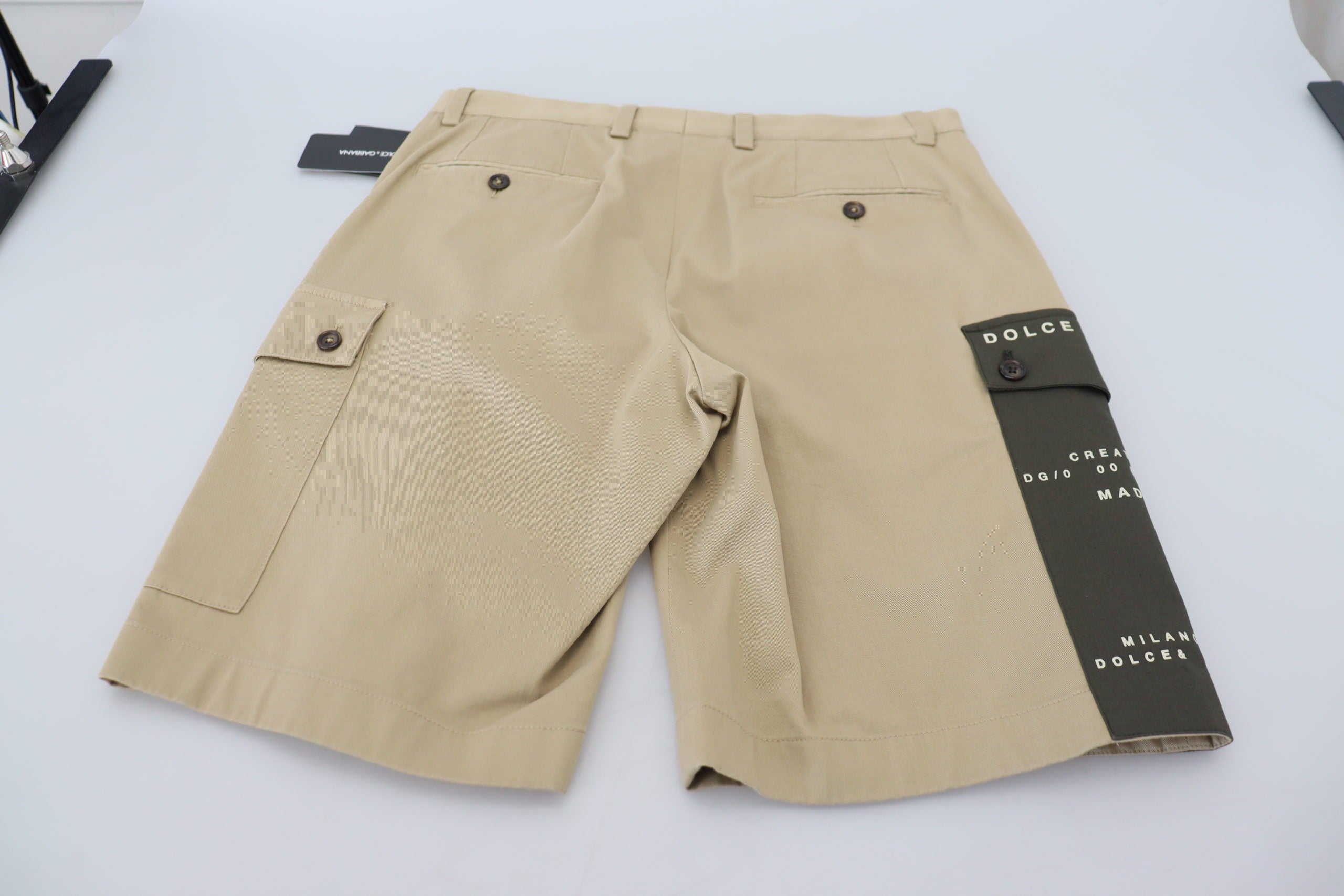 Beige katoenen cargo bermudashorts