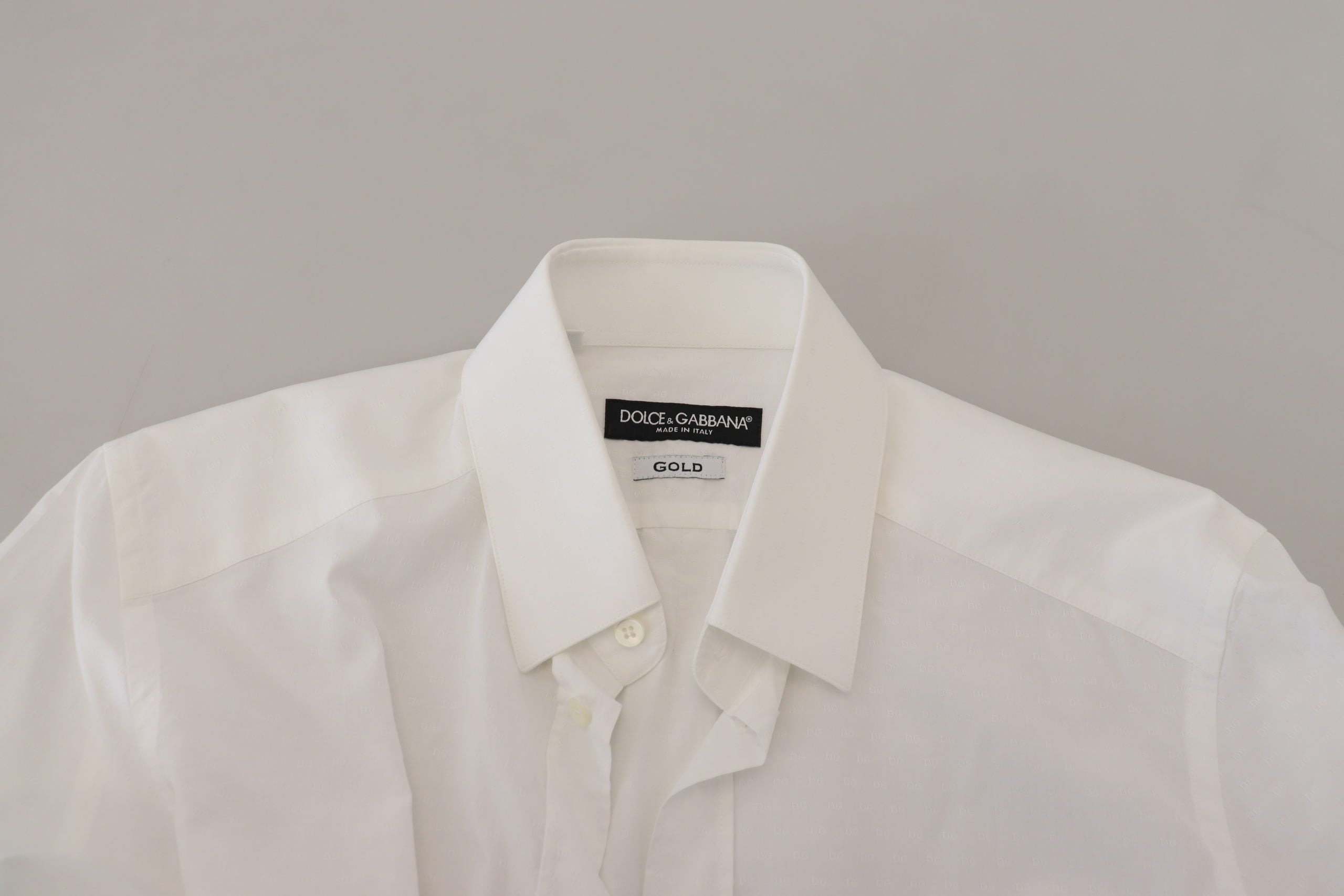 Wit katoenen slim fit formeel overhemd met goudkleurige details