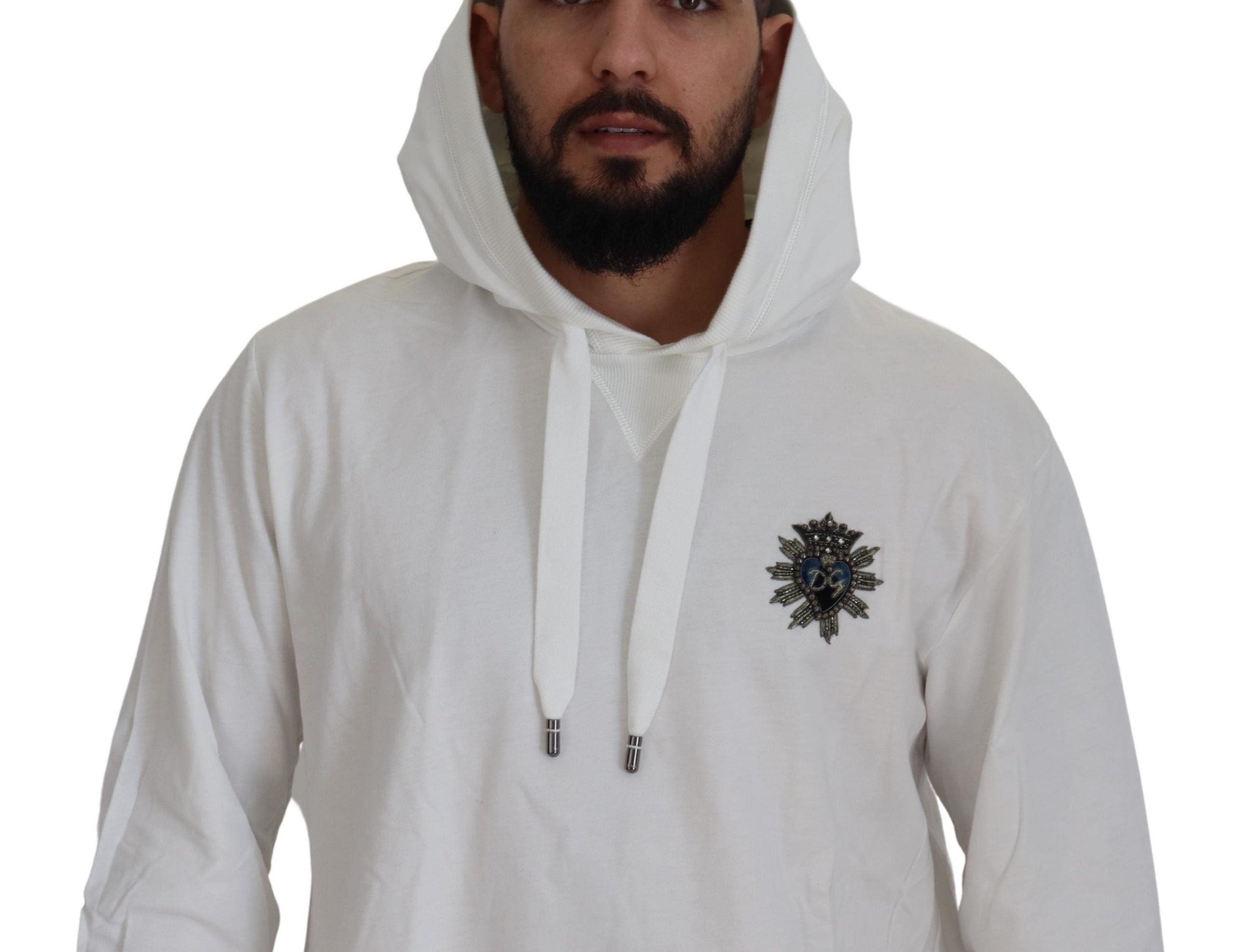 Witte katoenen hoodie met capuchon