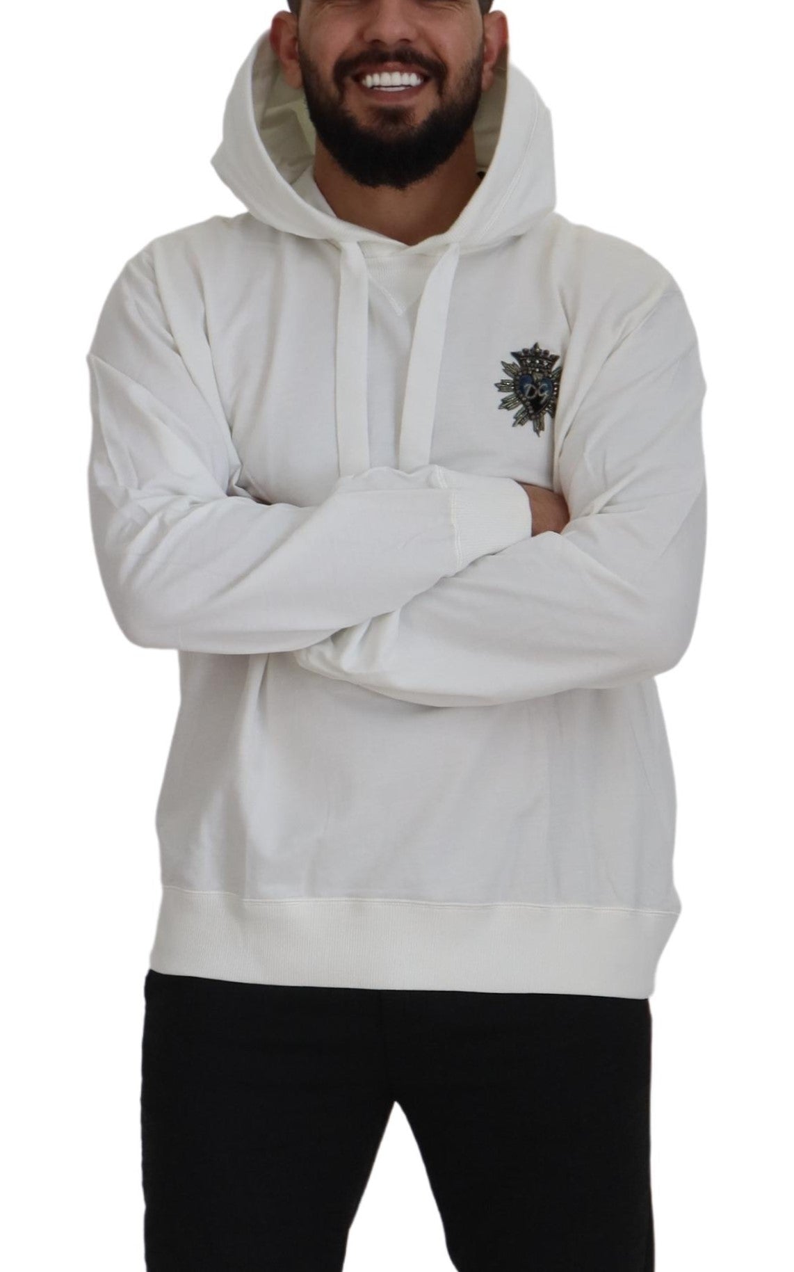 Witte katoenen hoodie met capuchon