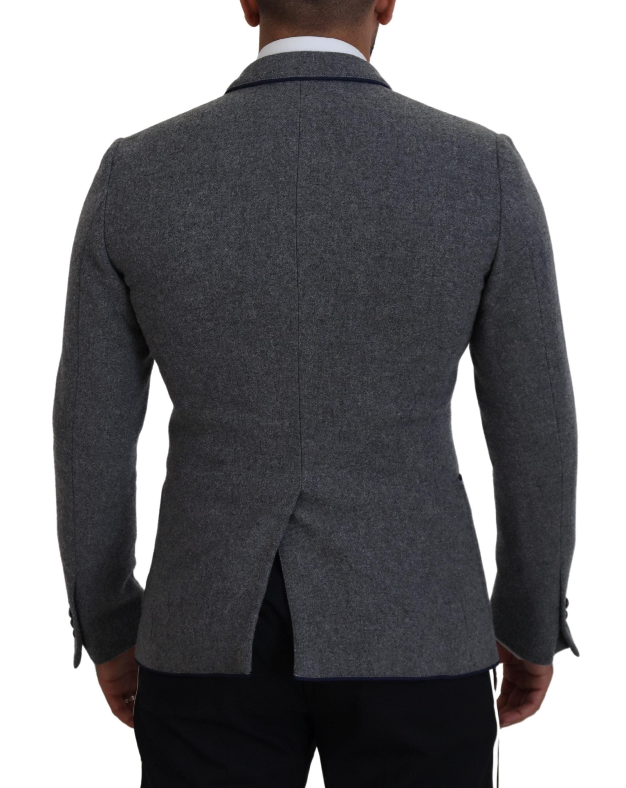 Grijze wollen rozen slim fit jasje blazer