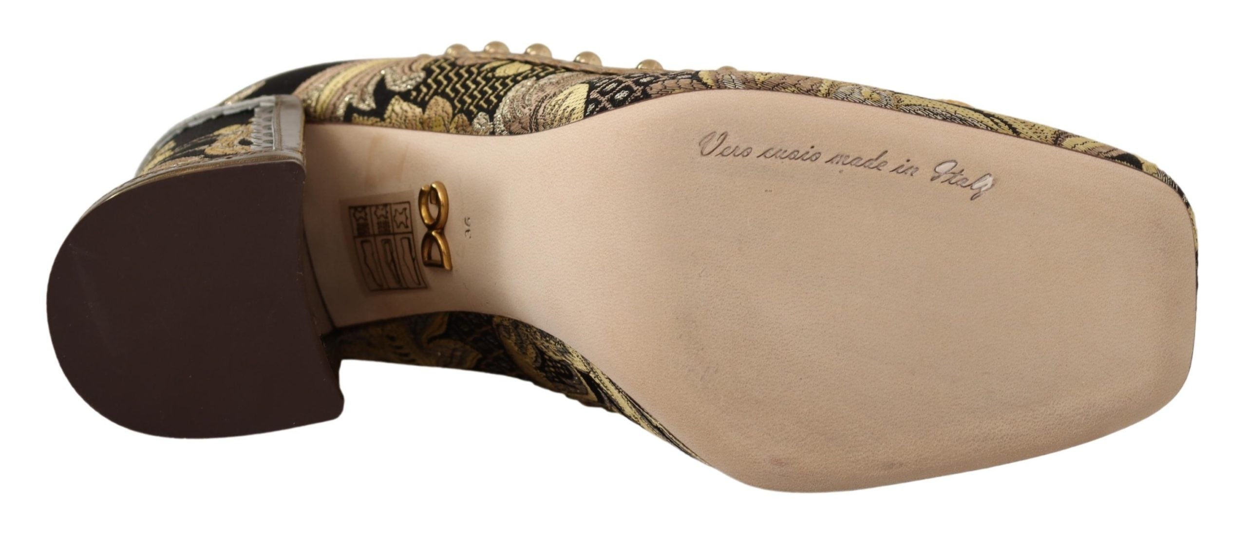 Gouden kristallen vierkante neus brokaat pumps schoenen