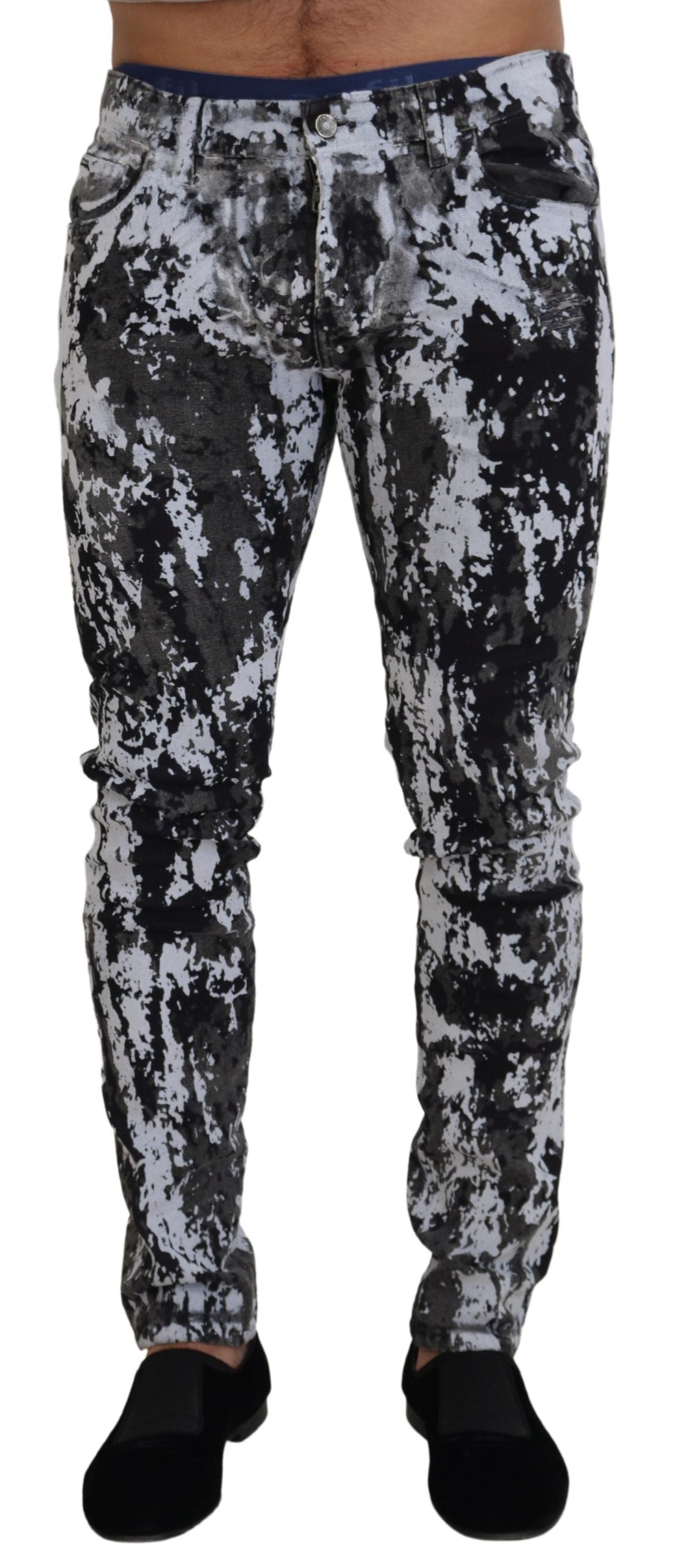 Veelkleurige katoenen tie-dye skinny denim jeans