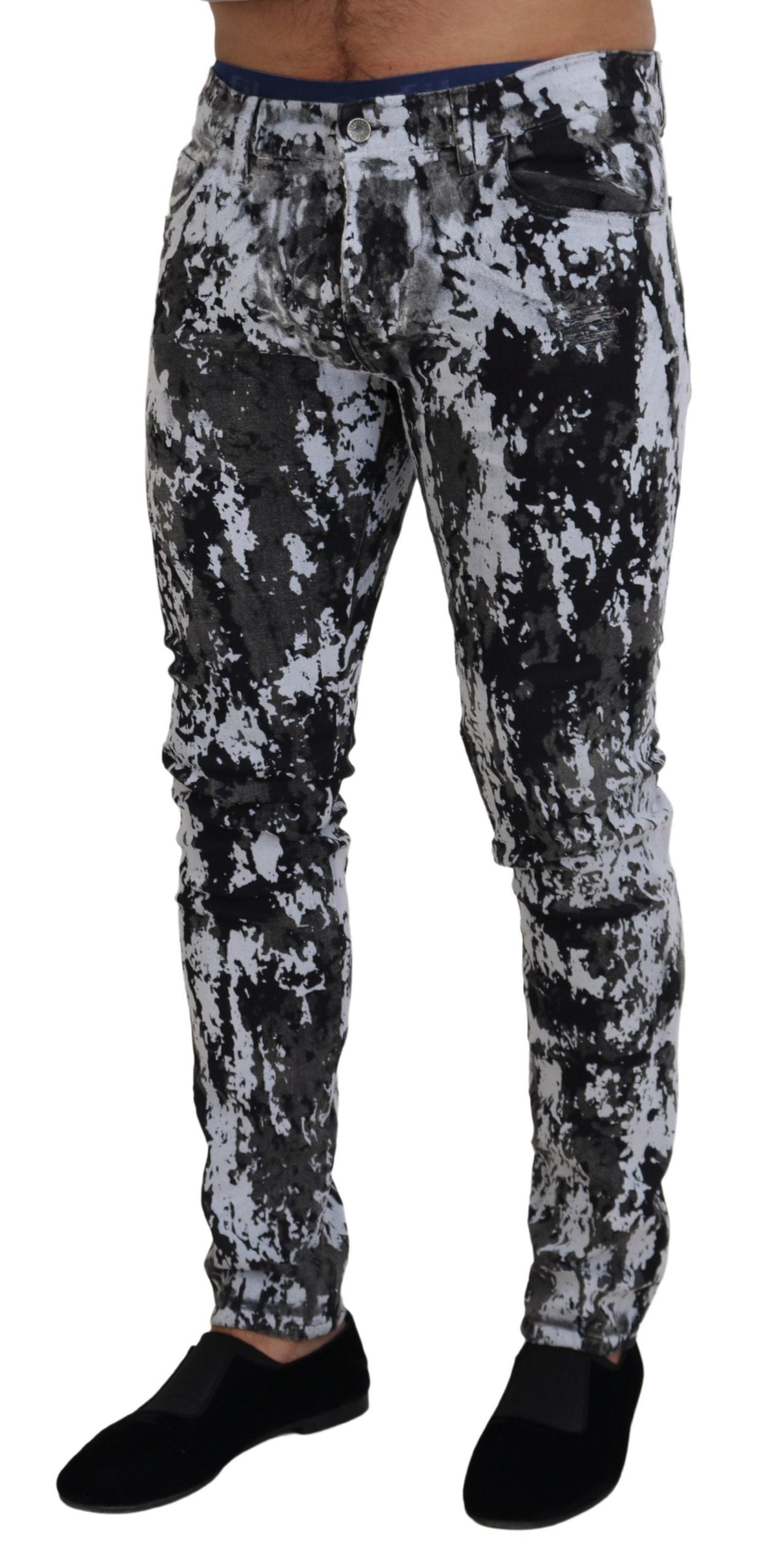 Veelkleurige katoenen tie-dye skinny denim jeans