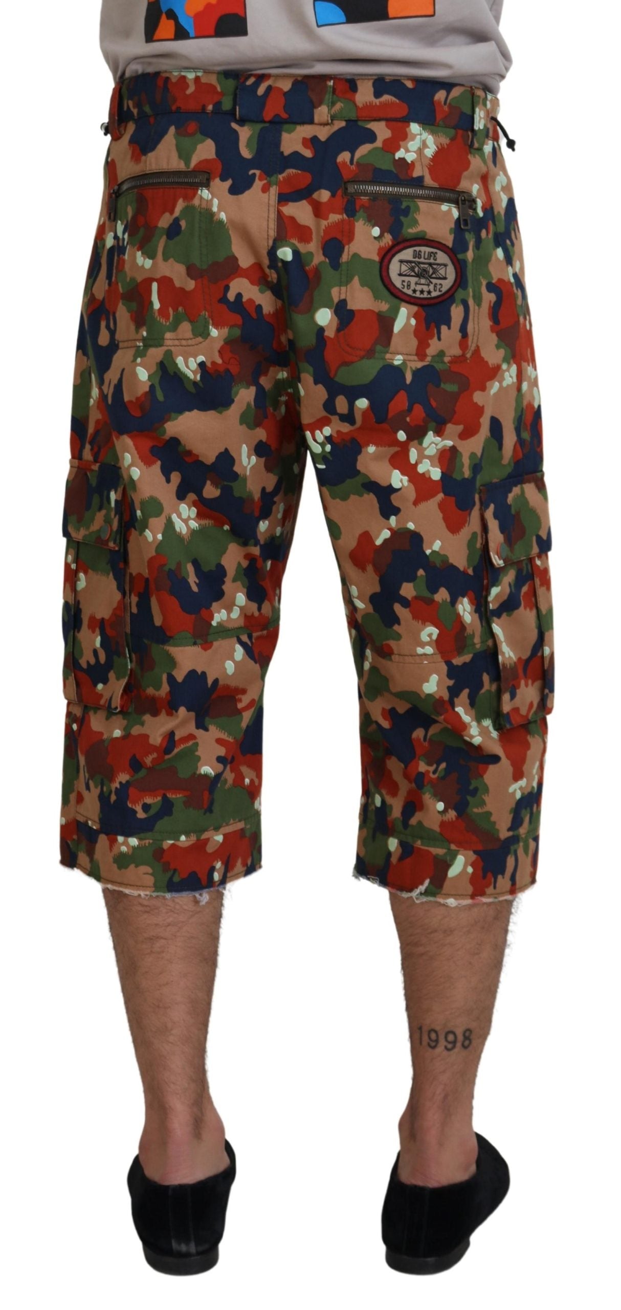 Veelkleurige katoenen camouflage cargo shorts