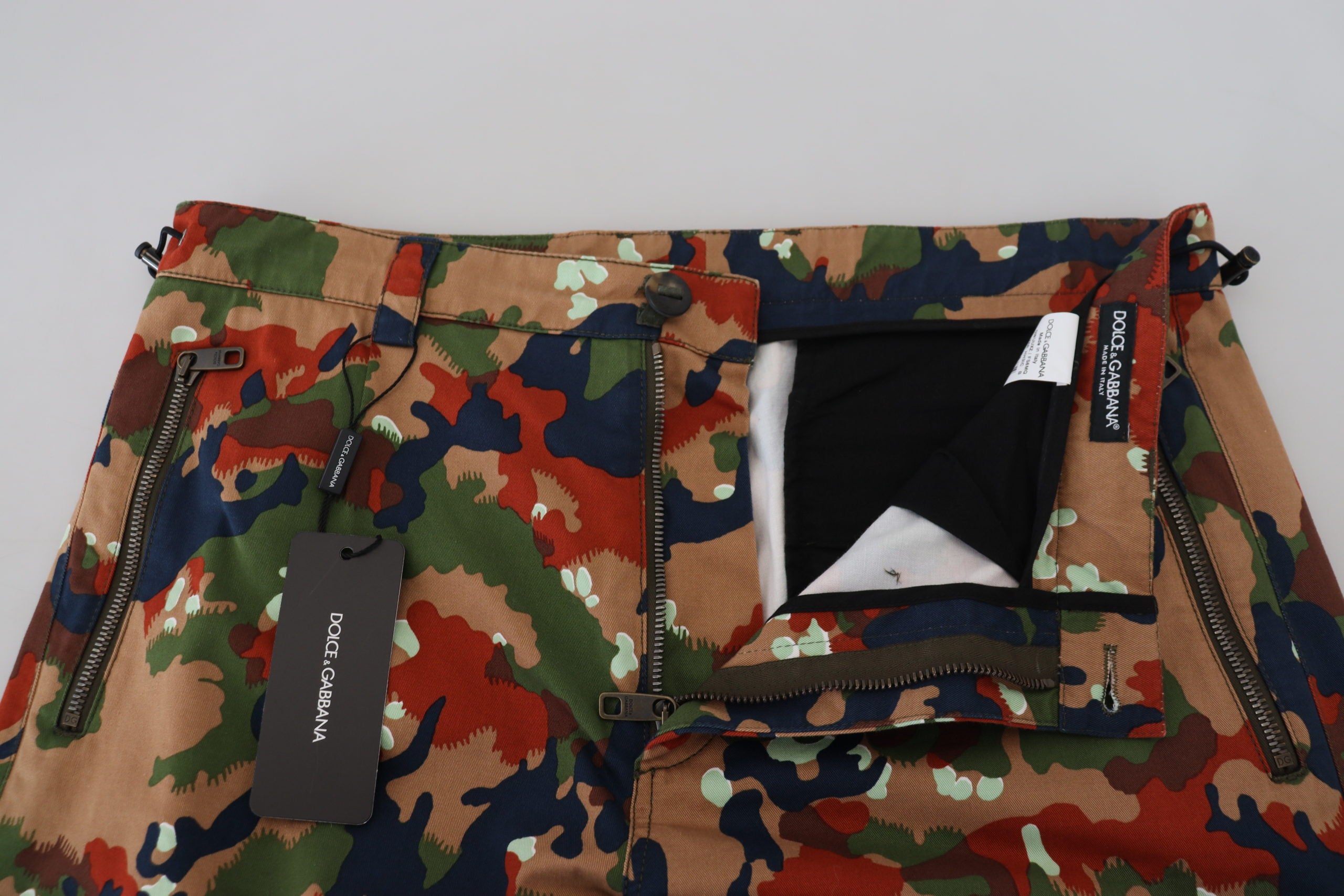 Veelkleurige katoenen camouflage cargo shorts