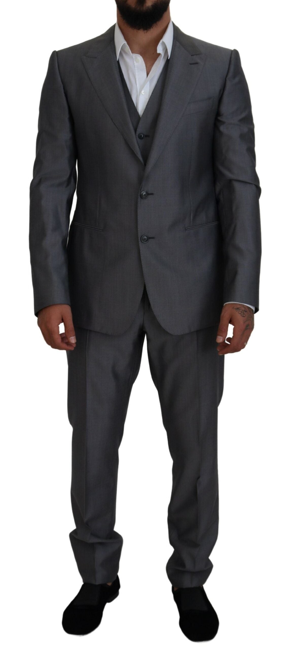 Grijs SICILIA 3-delig slim fit pak