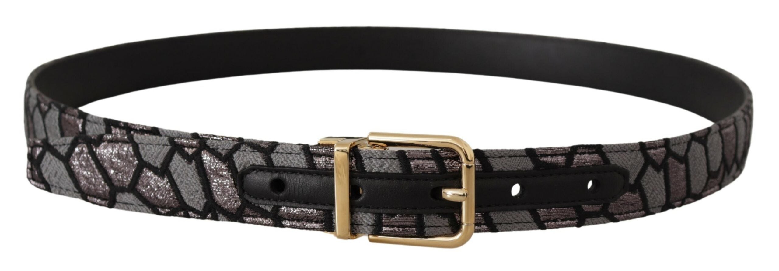 Multicolor Patchwork Leren Gouden Jaquard Riem