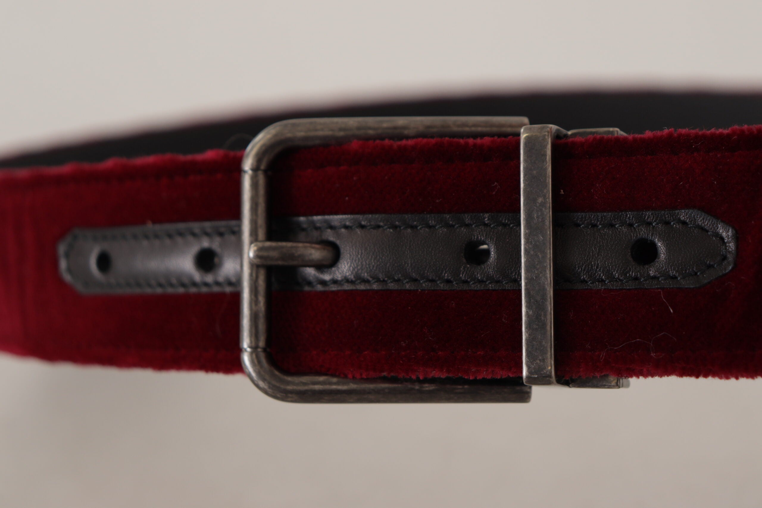 Kastanjebruine fluwelen leren brede vintage metalen gesp riem