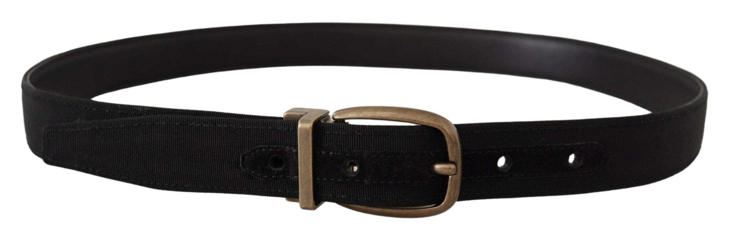 Zwarte Grosgrain leren bronzen metalen riem