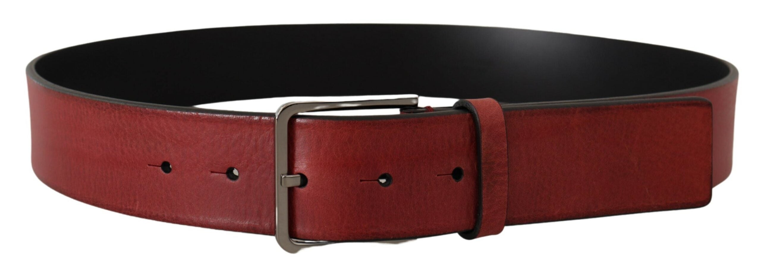 Kastanjebruine Vitello zilveren metalen logo gesp riem