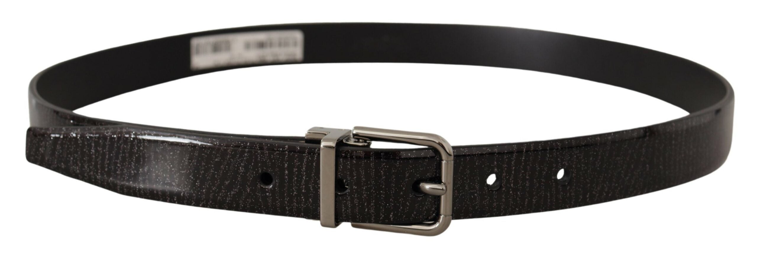 Zwarte leren Vernice metalen gesp riem