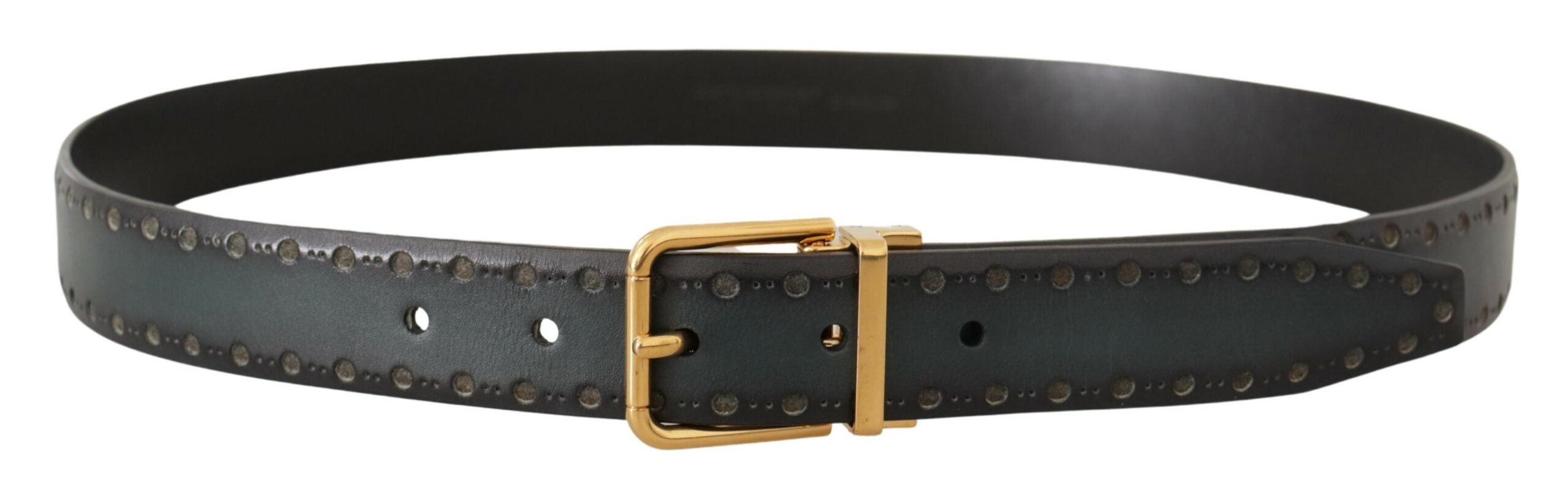Groene geperforeerde leren messing metalen riem