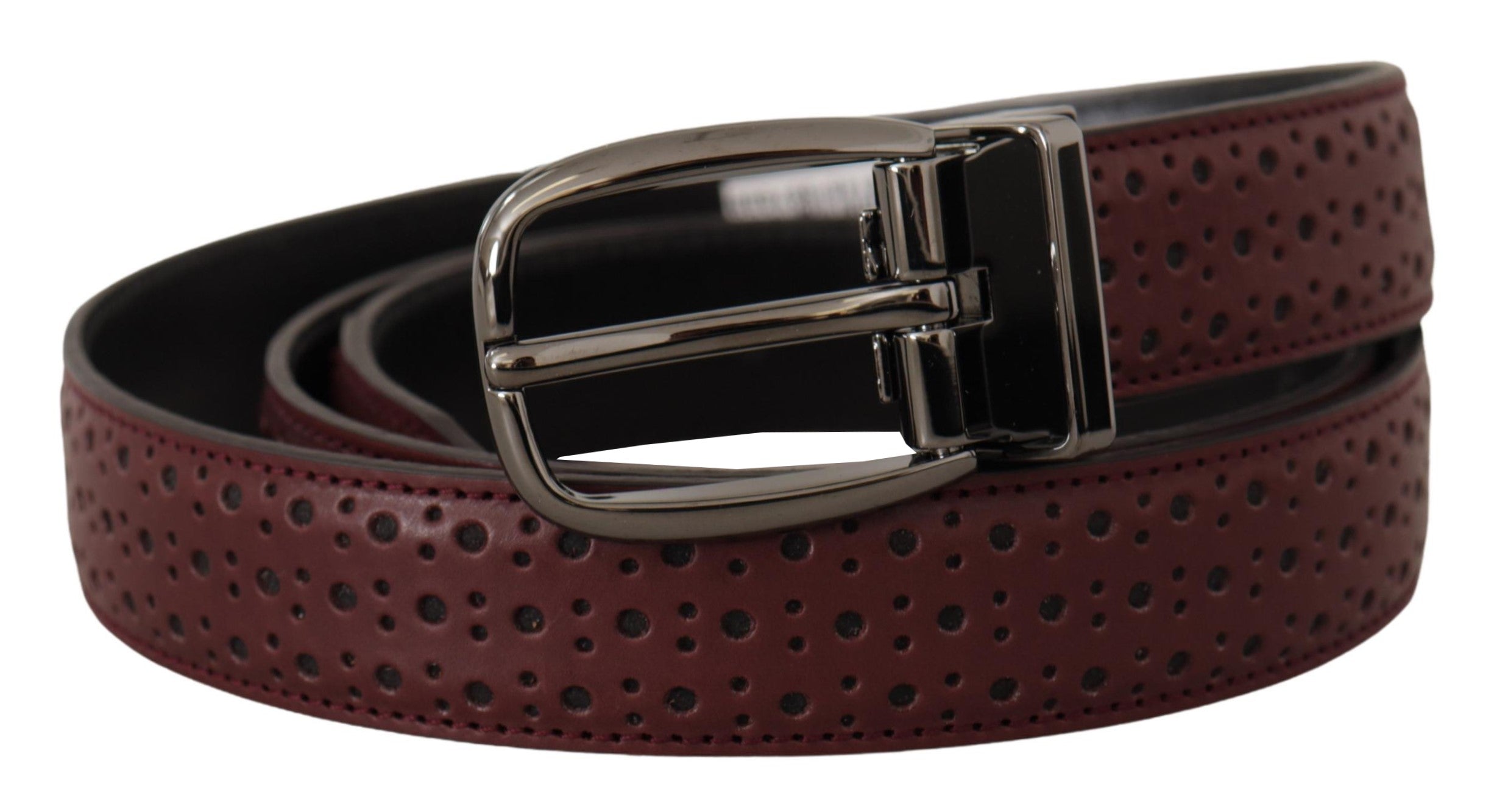 Bruine geperforeerde leren riem met metalen gesp