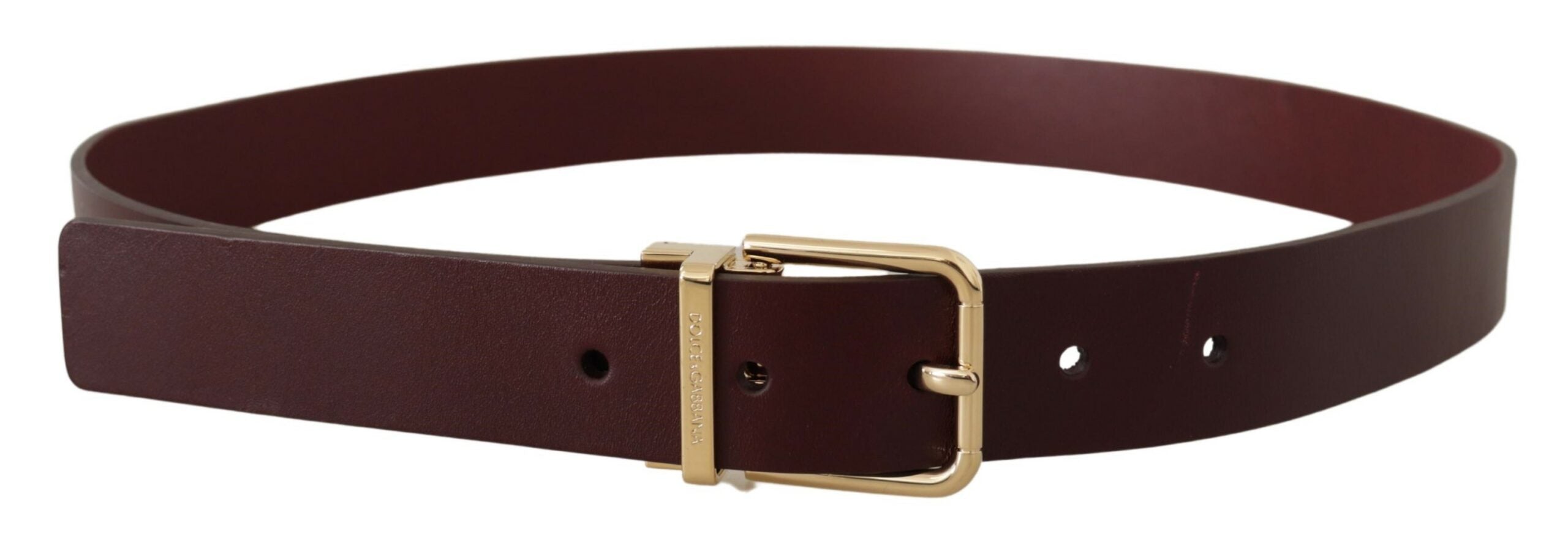Kastanjebruine Vitello leren riem met gouden metalen gesp