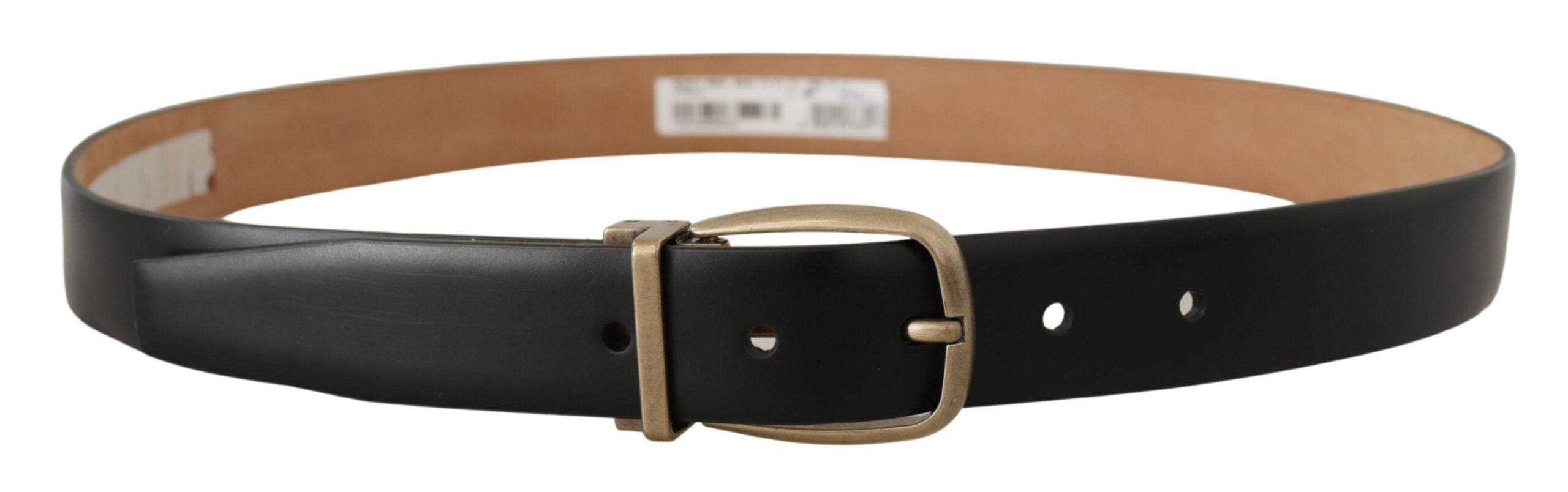 Zwarte bruine leren vintage metalen gespriem