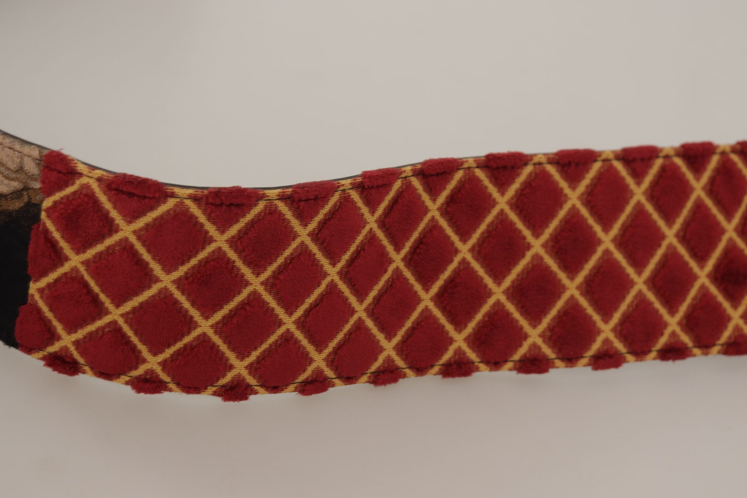 Veelkleurige brede leren riem met bloemenprint en gouden metalen gesp