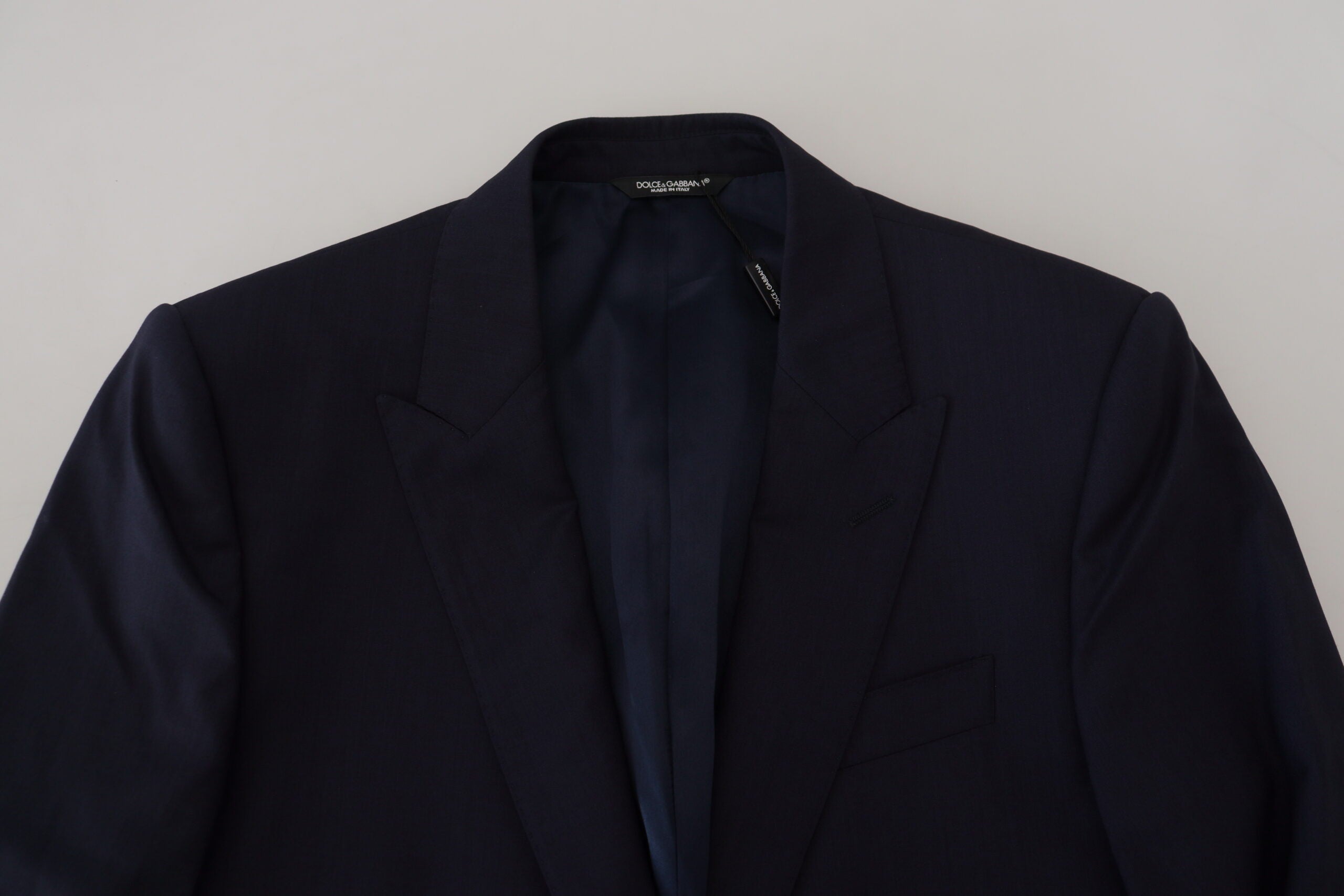 Blauwe wollen slim fit formele jasblazer