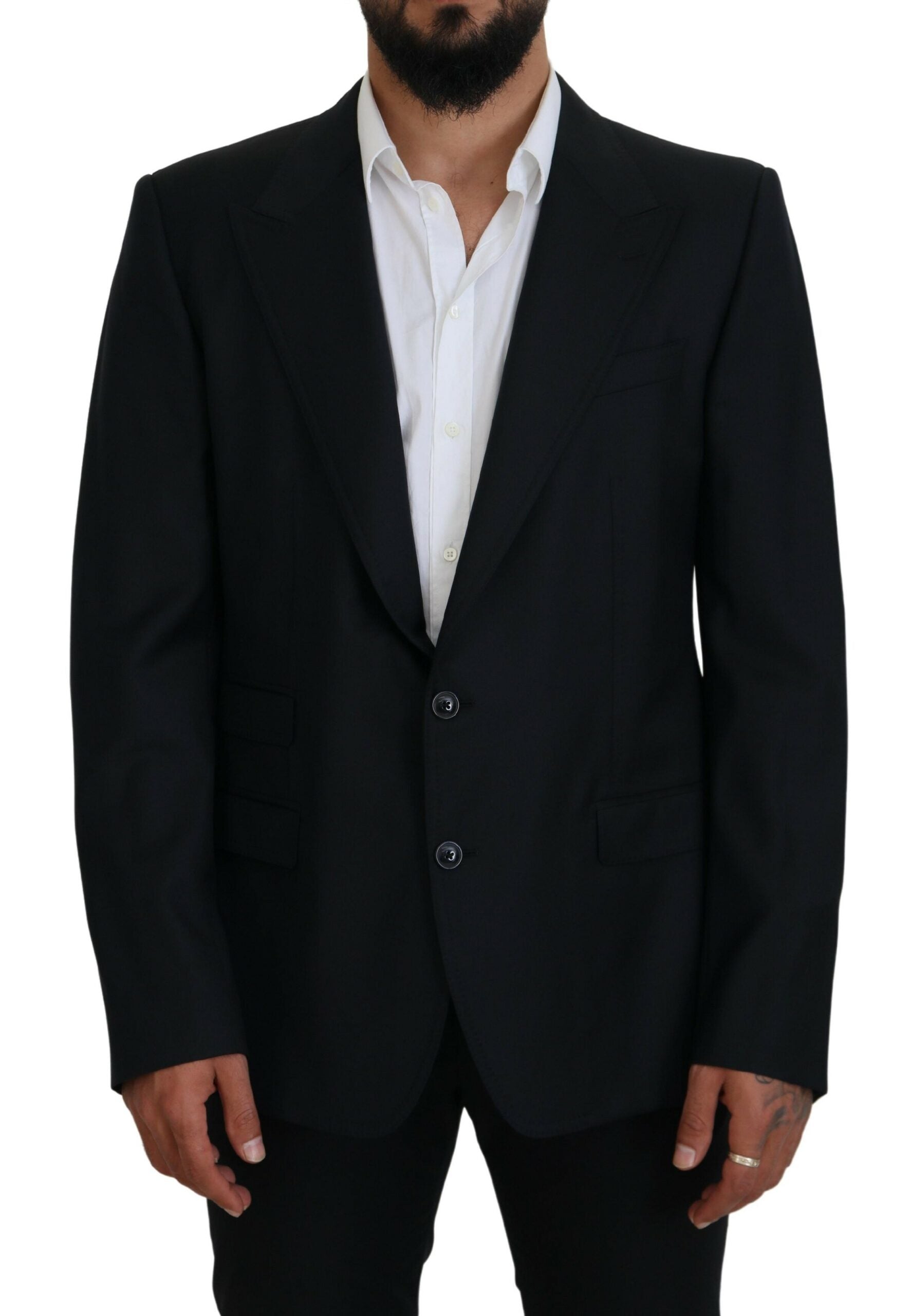 Donkerblauwe wollen formele Sicilia blazer