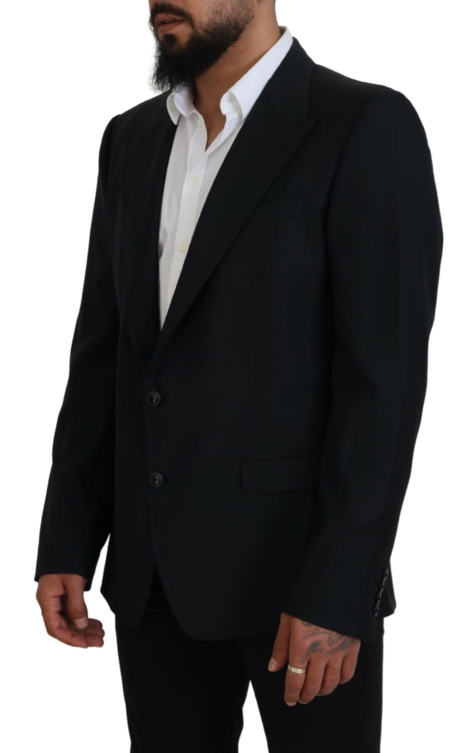 Donkerblauwe wollen formele Sicilia blazer