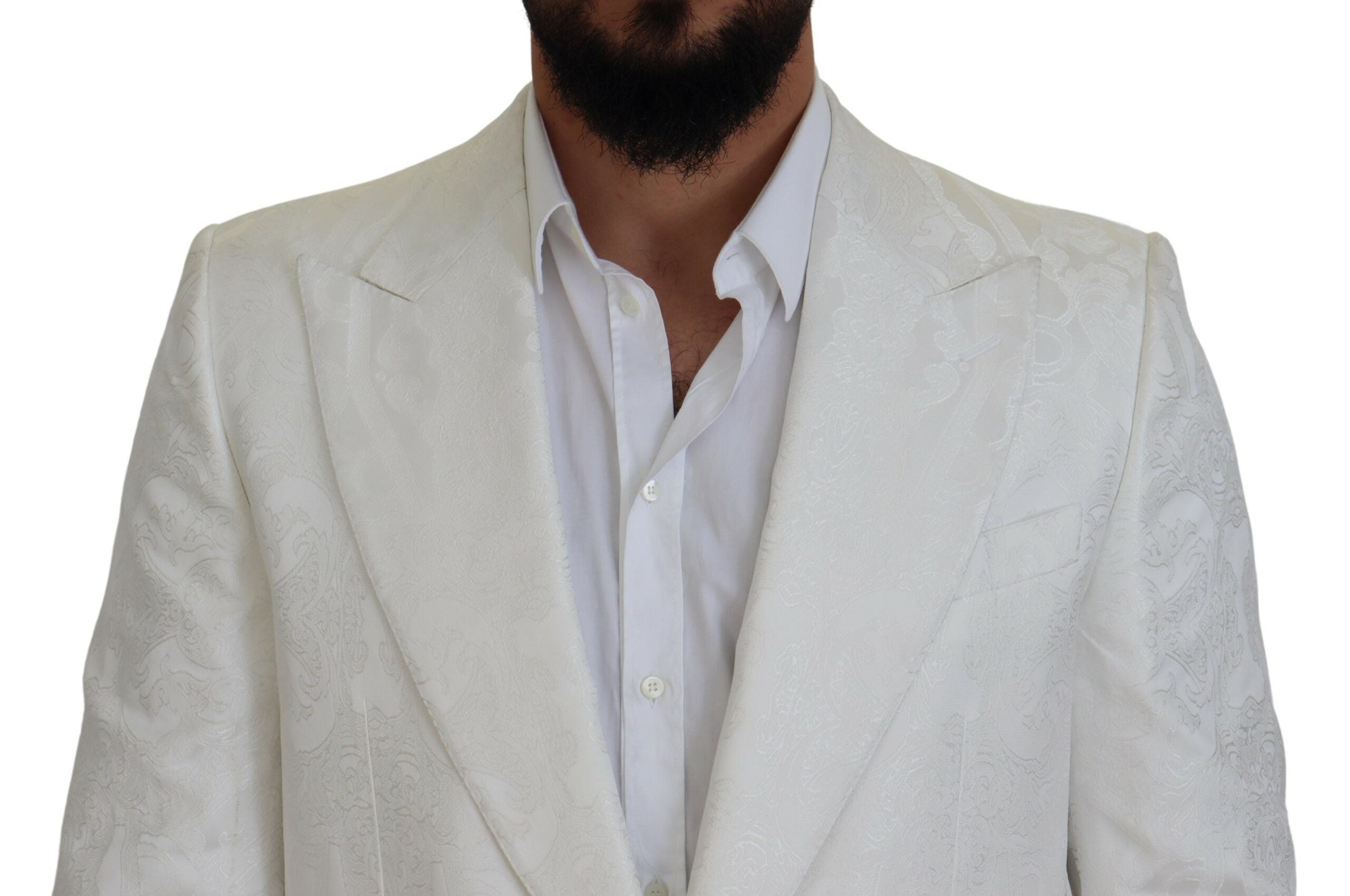 Witte bloemen brokaat trenchcoat jas